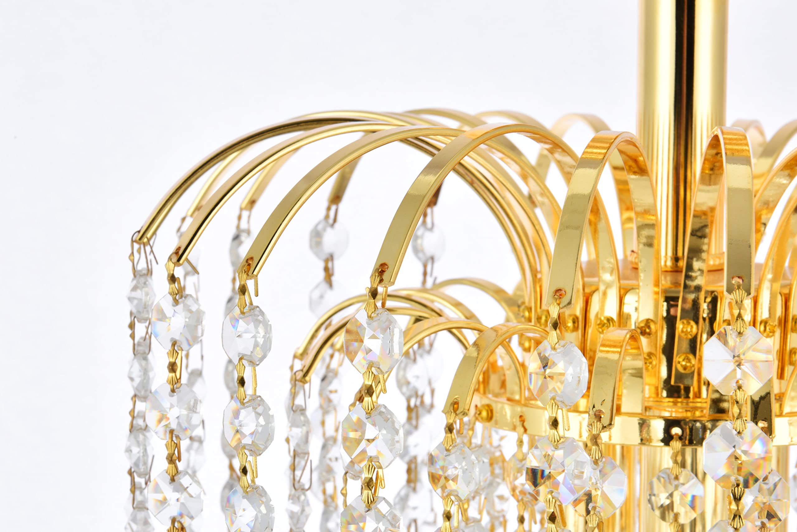 Elegant Lighting Value Falls 3 Light Gold Flush Mount Clear Royal Cut Crystal