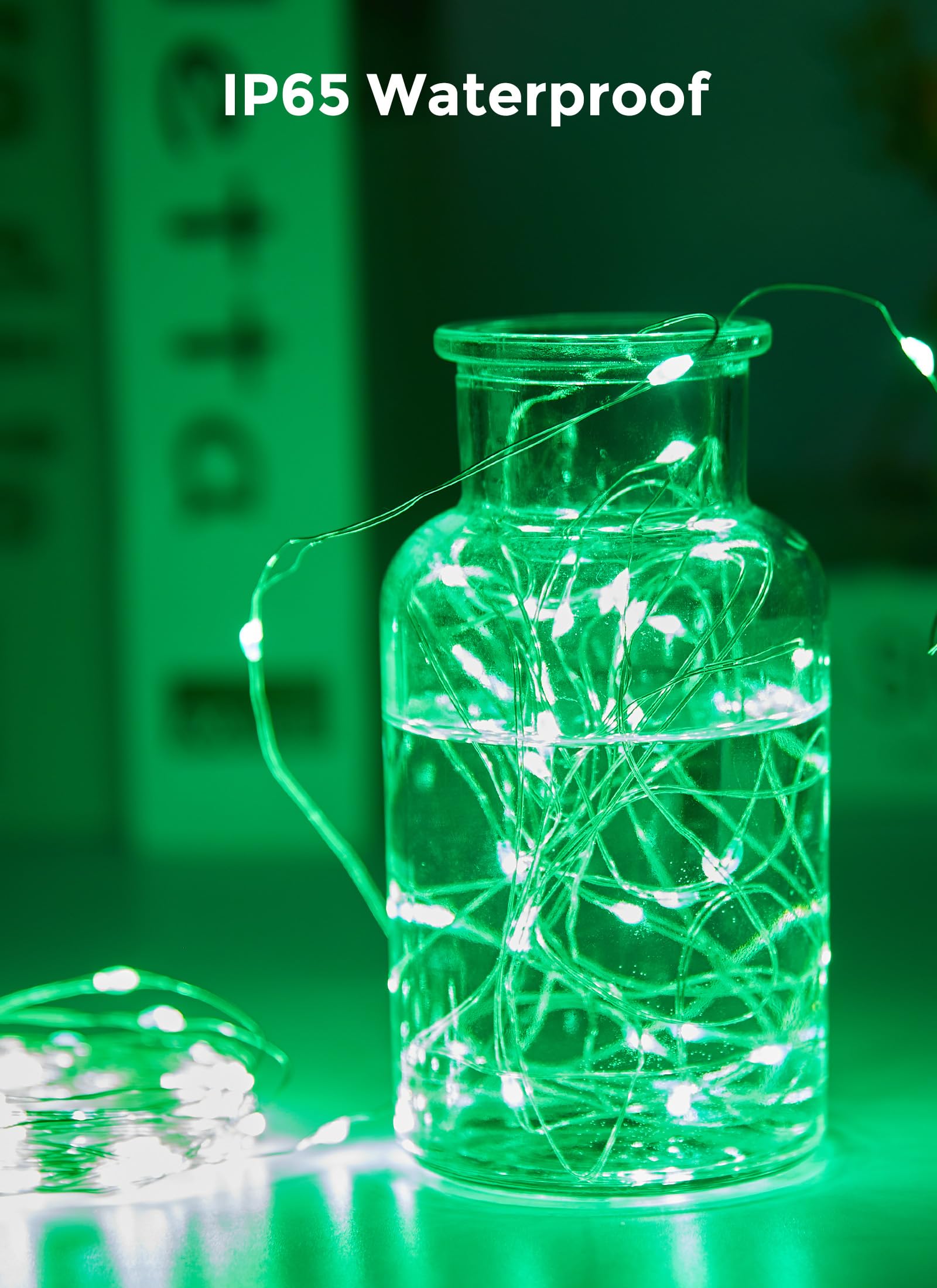 Minetom Solar String Lights For Outside, 33Ft 100 Led Outdoor Solar Fairy Lights, 8 Modes Balcony Lights For Tree Patio St Patricks Day Decorations(Green)