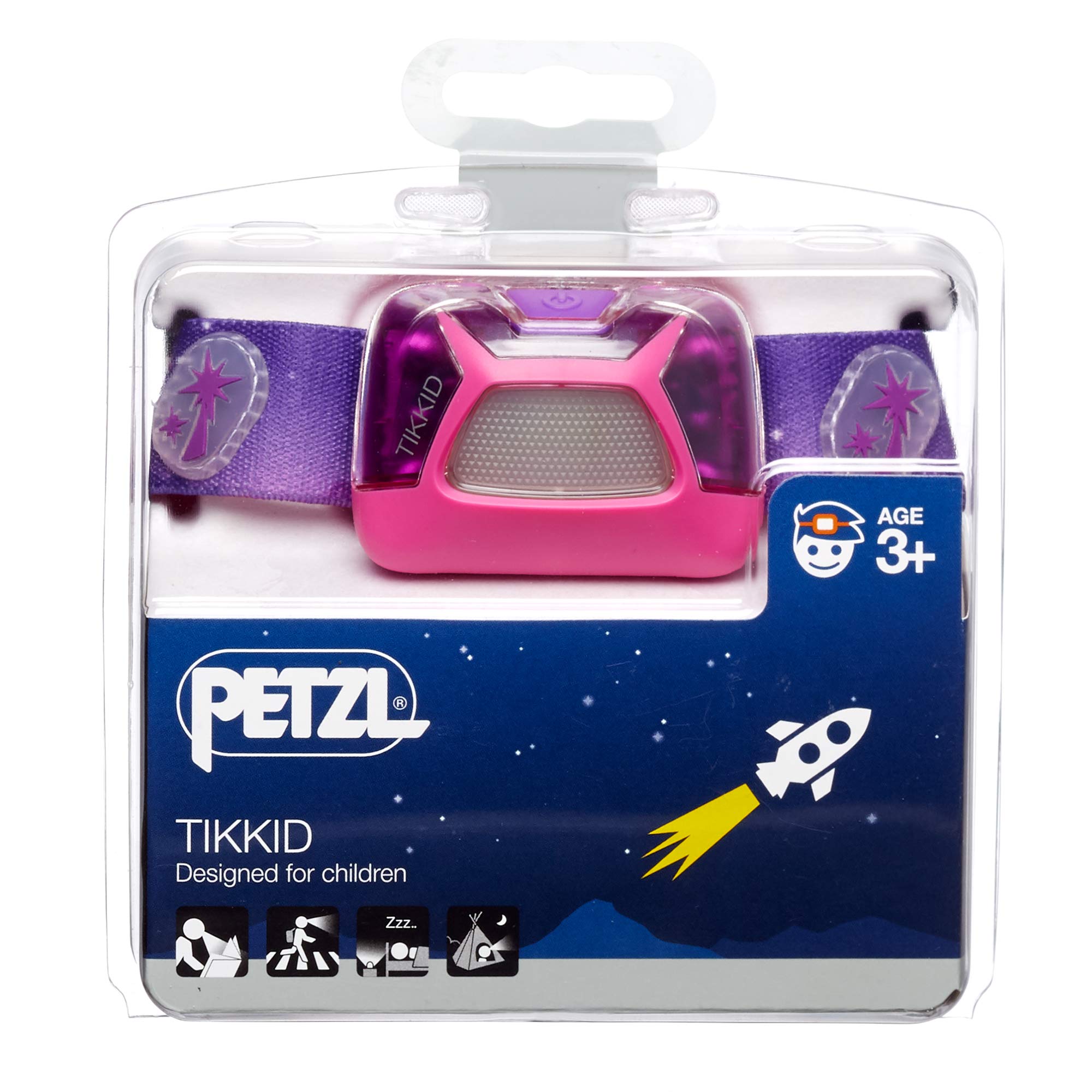PETZL Tikkid Kids Headlamp - Adjustable Size, Flower Butterfly Lily Pink, Model E091BA01