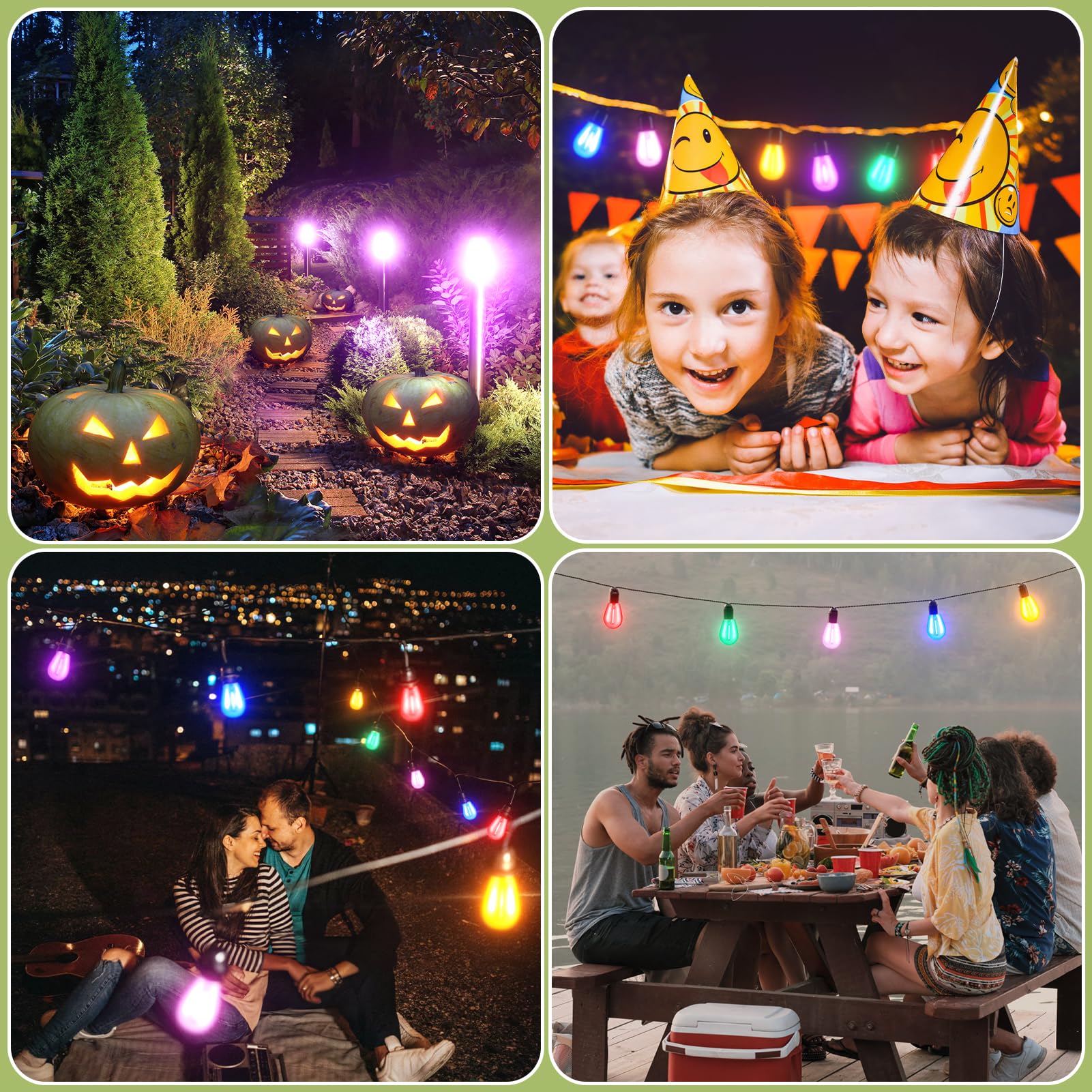 Jaheks 30-Pack Colored String Light Bulbs, S14 Led Replacement Bulbs For Outdoor String Lights, Patio Light Bulbs, 1W E26 Base F