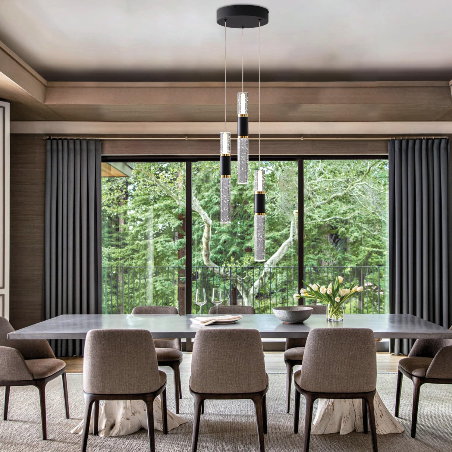 Embring Black And Gold Pendant Light For Kitchen Island,Dimmable Modern Led Pendant Lighting Kitchen Island 3 Pack,Luxury Kitche