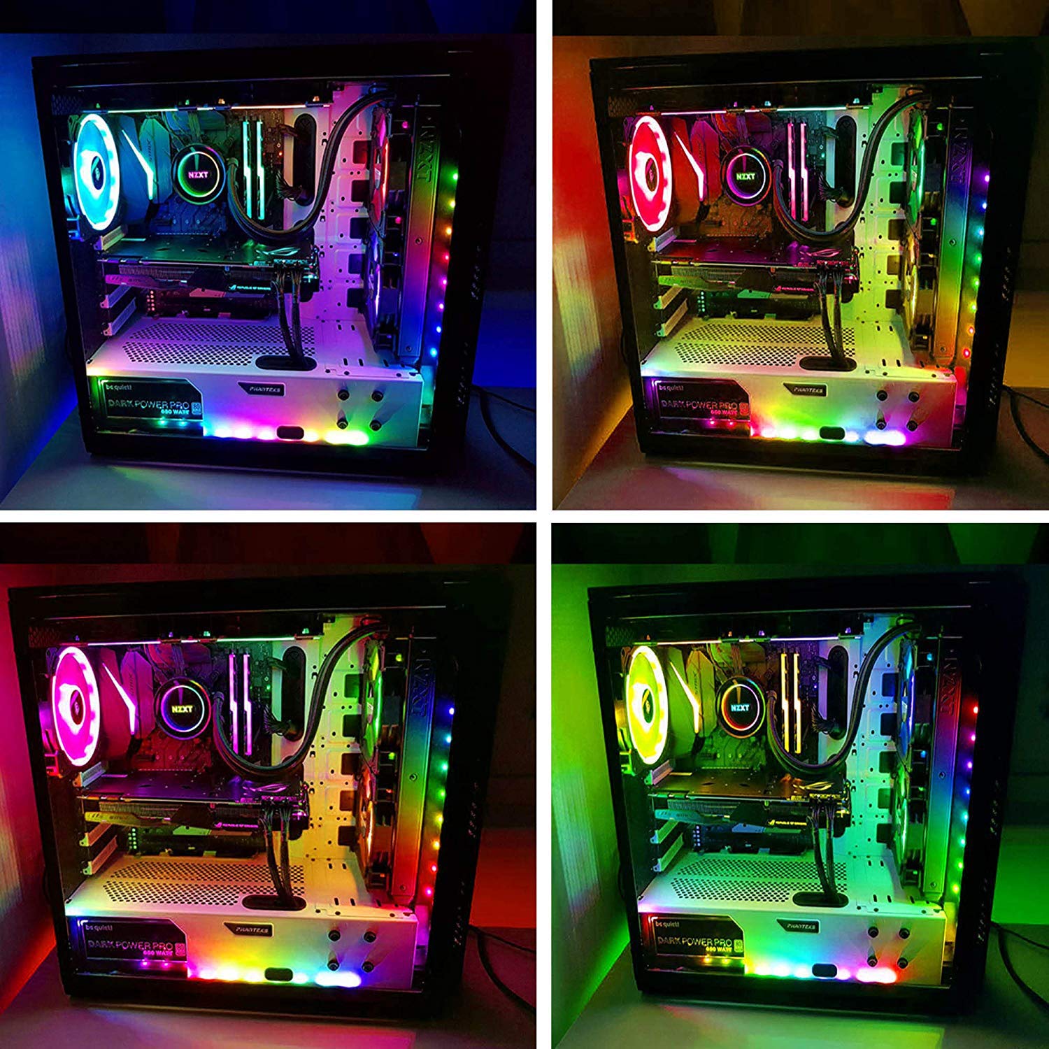 Speclux Addressable RGB LED Strip Lights Kit - 2PCS 42LEDs, 5V 3-Pin, Rainbow Color, Magnetic PC Case Lighting, Model P-MCS002-US