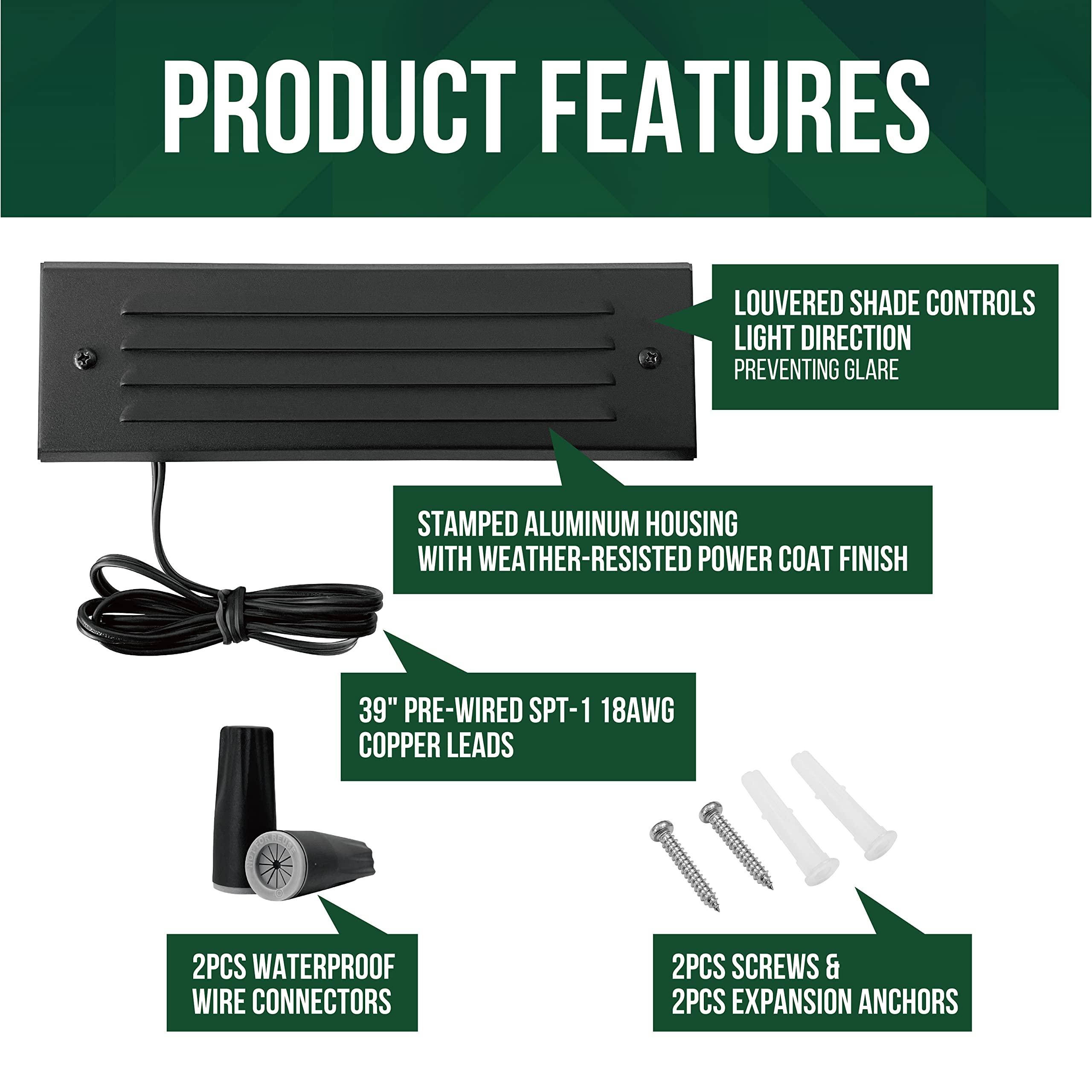 Gkoled 4W Low Voltage Led Step Lights, 12V Surface Mount, 2700K, Black Aluminum, 2