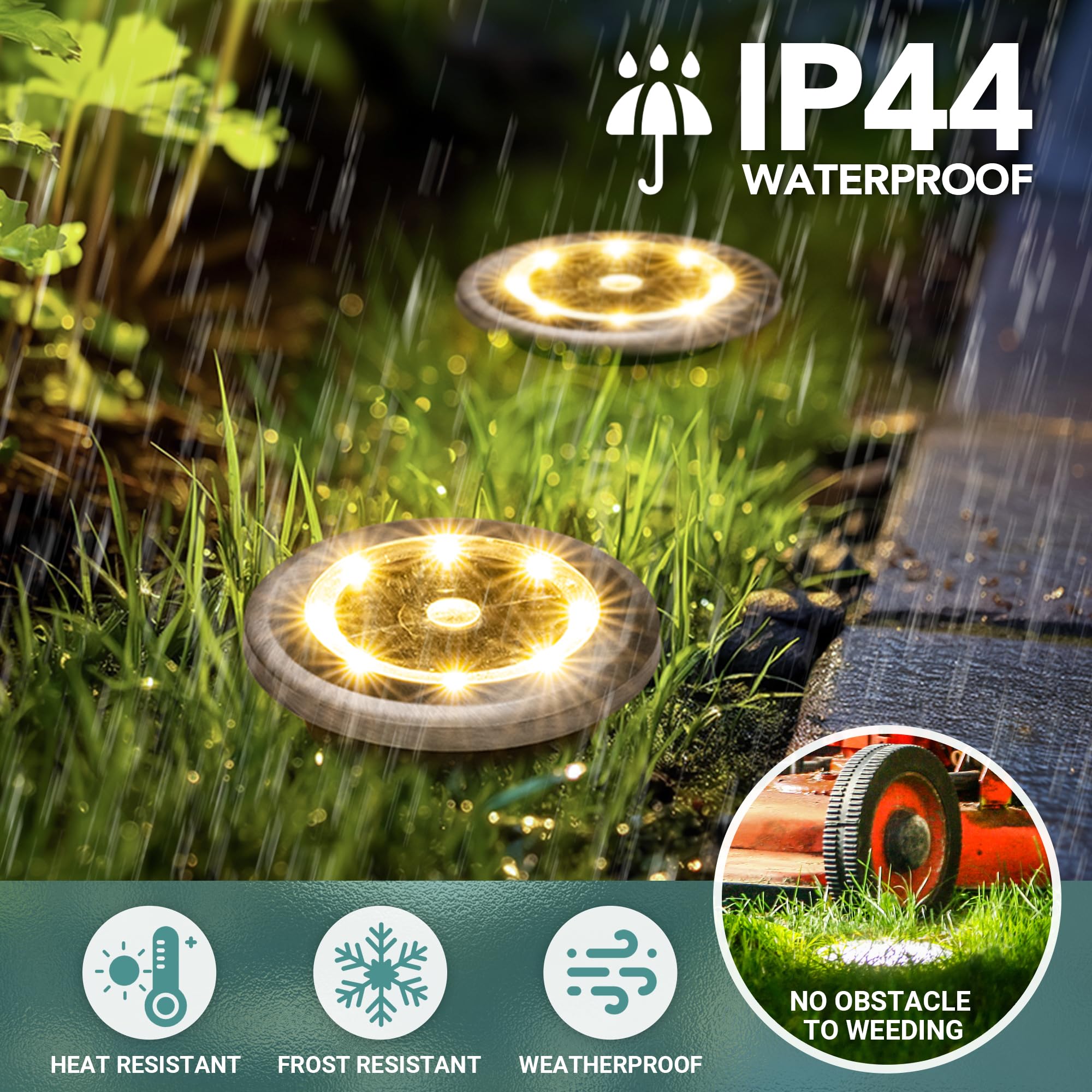 SOLPEX Mini Solar Ground Lights, 10 Pack, Waterproof Stainless Steel, Warm White, Model 8956, Outdoor Pathway Garden Lighting