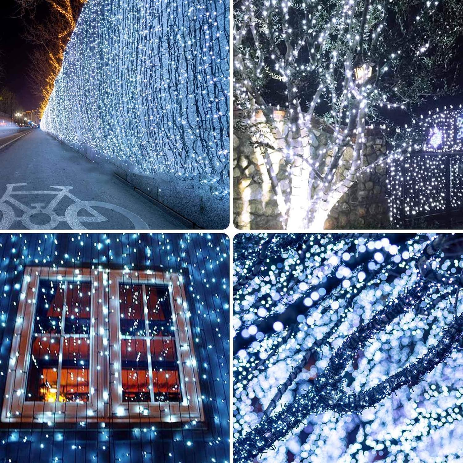 Albelt 6 Pack Solar Christmas Lights, 285 FT, 720 LED, Cool White, Waterproof, 8 Modes, Model SSLGW