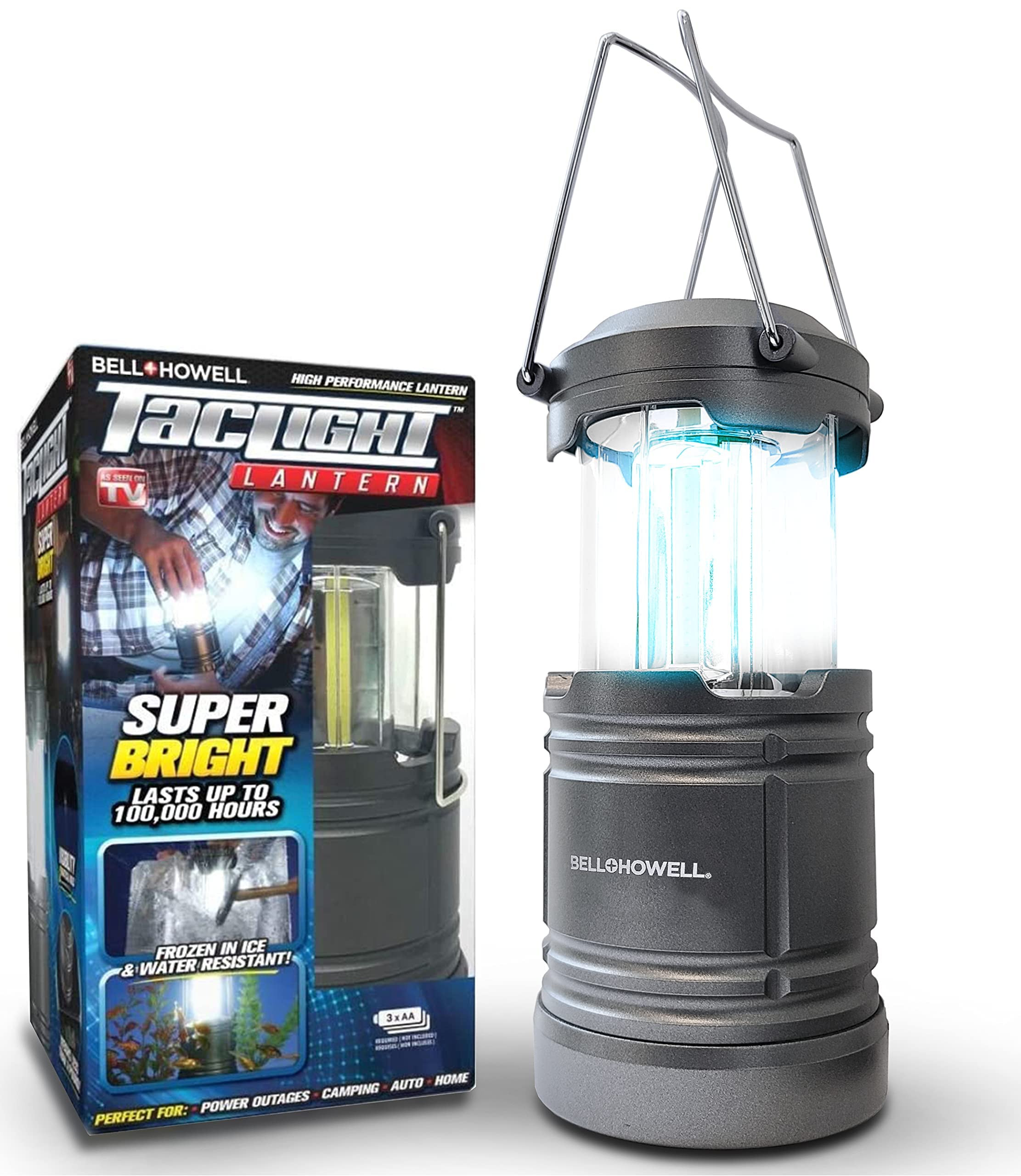 Bell+Howell Taclight COB LED Camping Lantern - Super Bright, Weatherproof, Collapsible, Model 1398, Basic Color