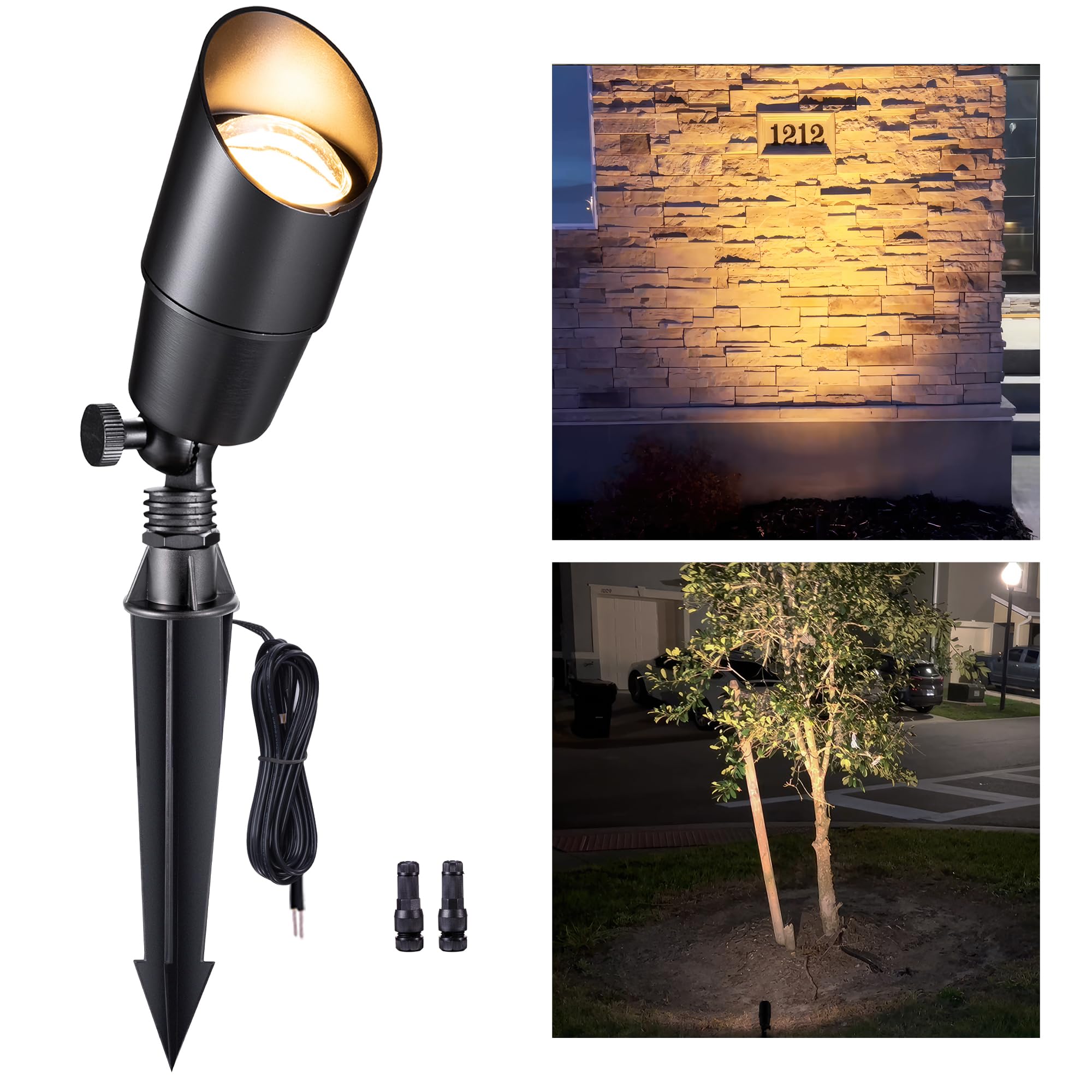 Gardenreet Landscape Spotlights - Brass Led Uplight 12V, Ip65 Waterproof, Black, 1 Pack (Bulb Not Included), Model 2101