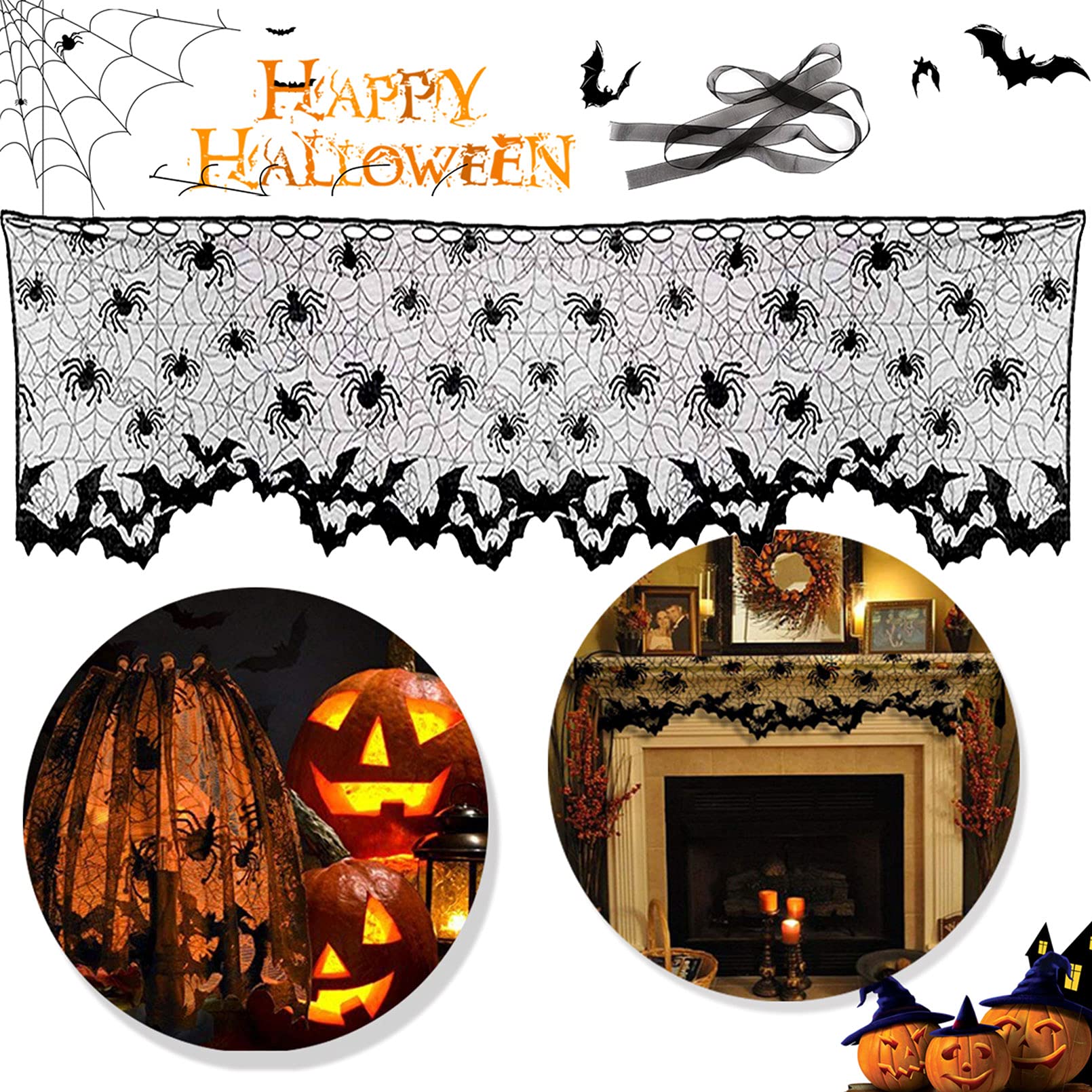 Halloween Lamp Shade Cover Decorations Halloween Black Lace Halloween Decor Lamp Cover Black Spider Web Halloween Lace For Hallo