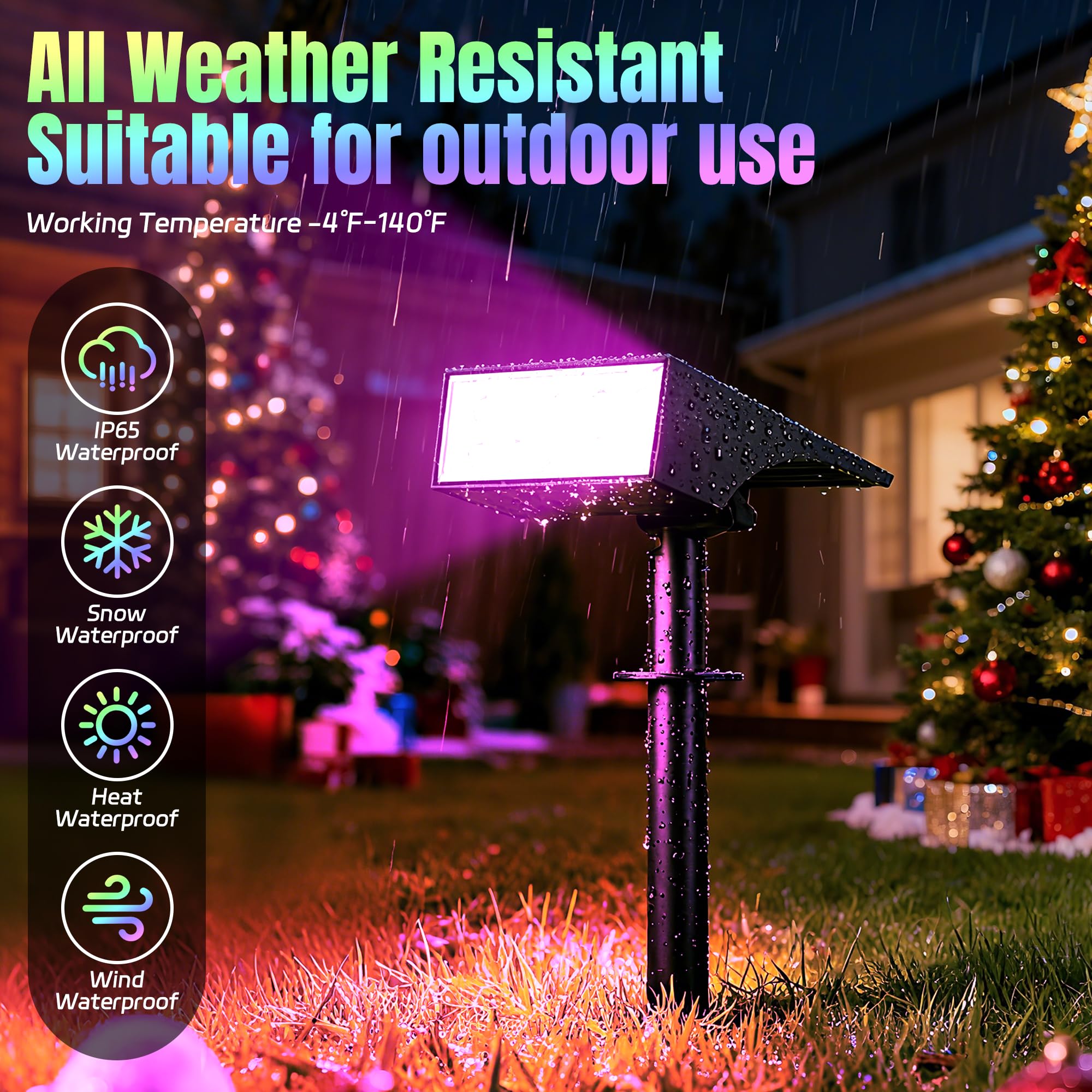 WENATY Solar Spot Lights - 12 Pack Color Changing LED Flood Lights, Waterproof for Outdoor Use, Perfect for Halloween & Christmas Decor