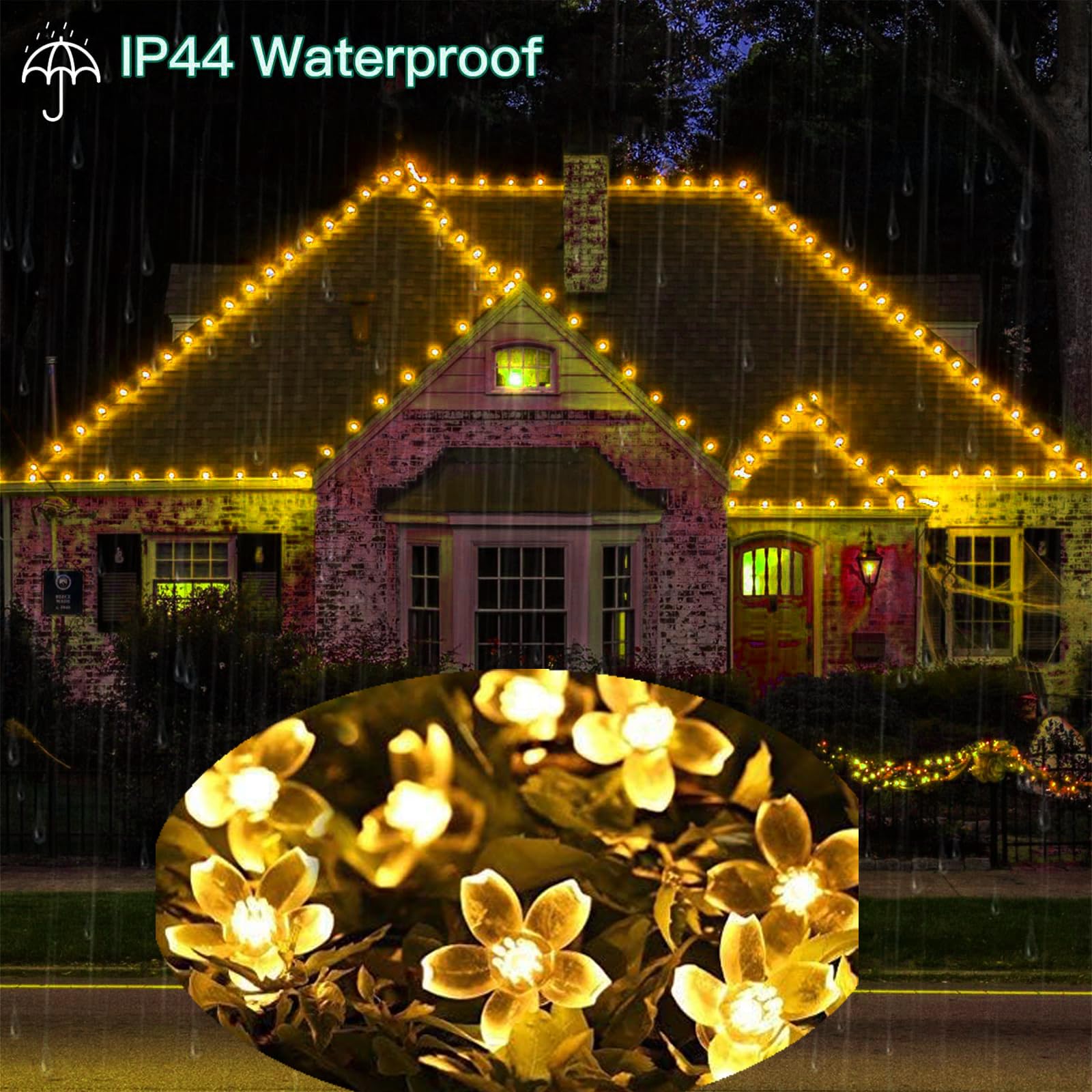 Fullbell Fairy Lights Christmas Decorations Flower String Lights Home Decor 33 Feets 100 Led Memory Indoor Outdoor String Lights