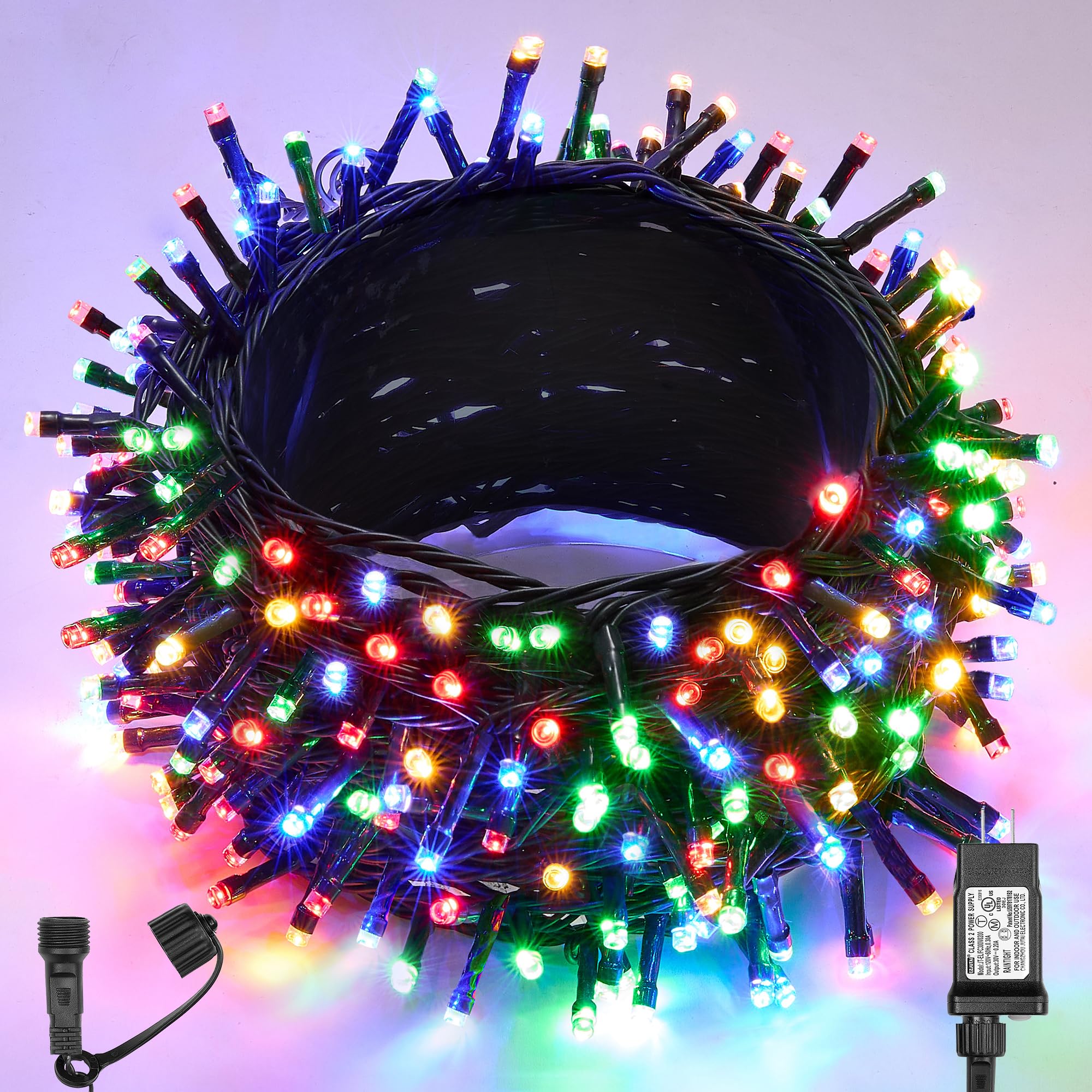 WBao Long Christmas Lights Indoor Outdoor 500LED 174ft  Super Bright LED Christmas String Lights with UL Certified  8 Light Modes  Timer  Memory & Waterproof for Trees  Patio  Party Decor  Multicolor