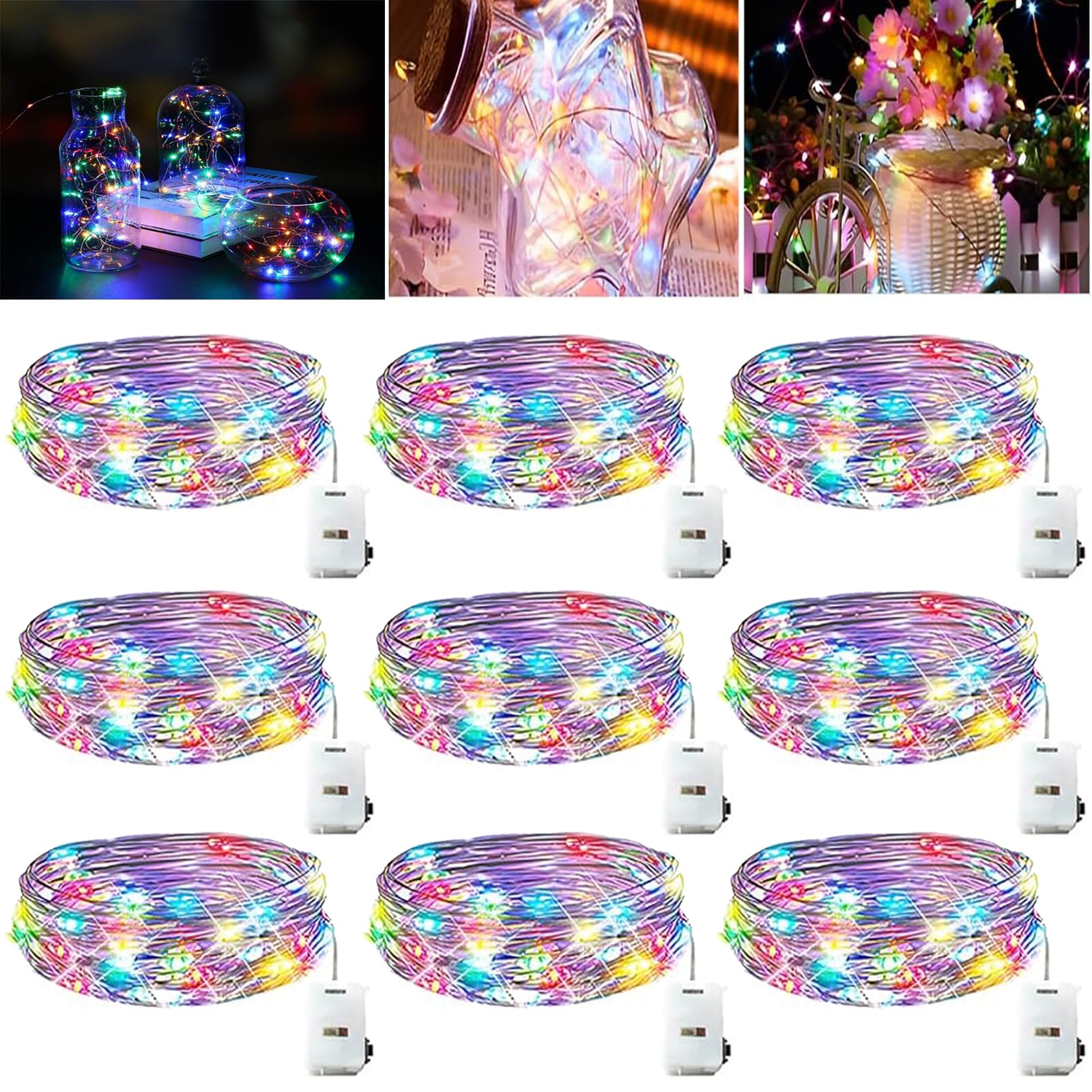 Niumowa LED Fairy Lights Battery -9 Pack 2M/20 LEDs Mini Fairy Lights with Battery LED Lighting Battery Operated Decoration for Bottle Christmas Tree Wedding Balcony Party Decoration