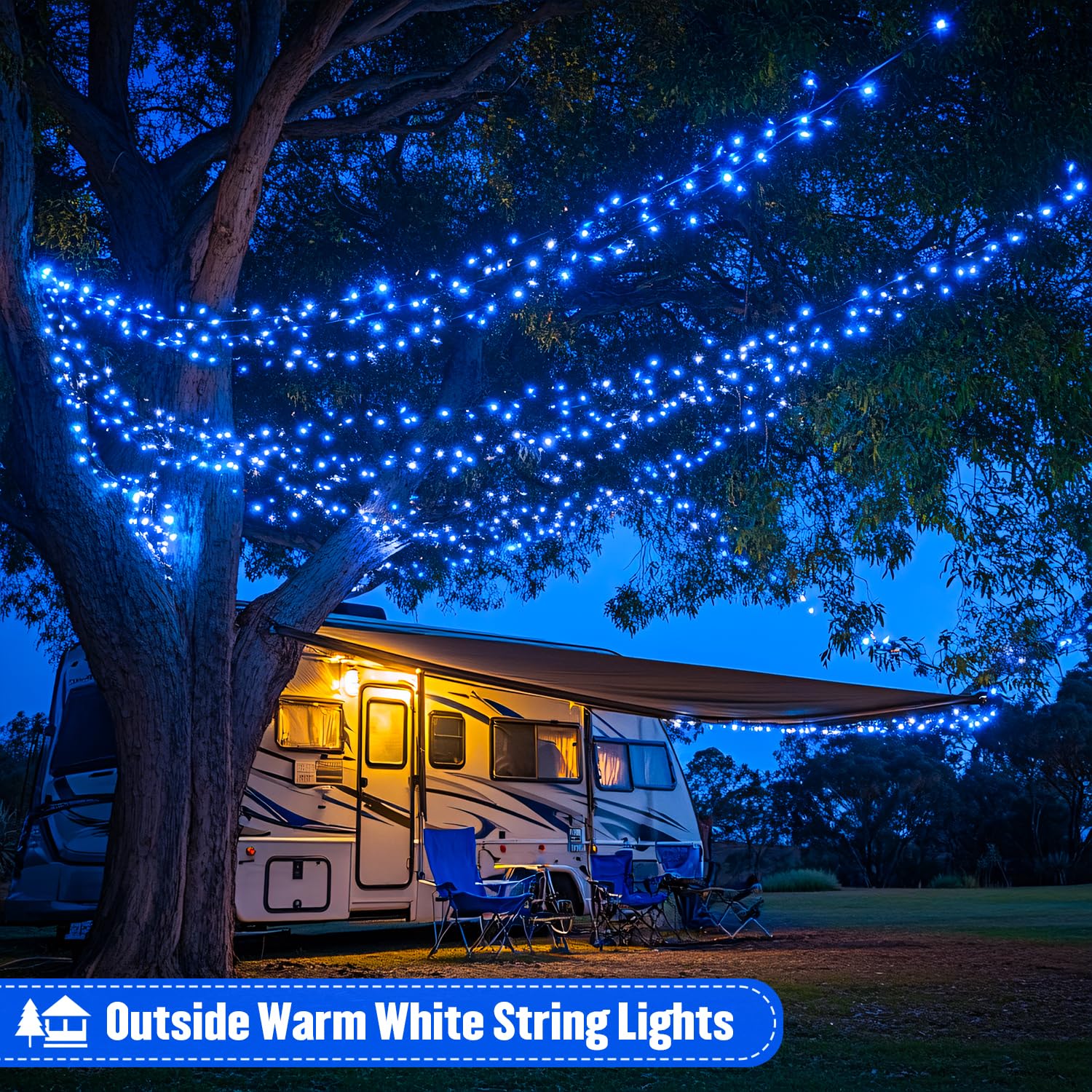 Jmexsuss 2 Pack 100 Led Blue Christmas Lights Battery Operated, Each 33 Ft Blue String Lights Indoor Outdoor Waterproof,Christma