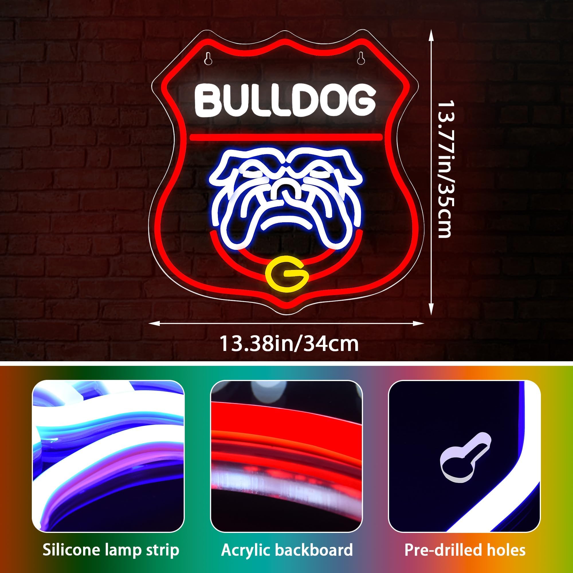 LALAON University Neon Sign LED Wall Decor for Football Team, Green, 10.5x11.8in, Model ZKXD10001, USB Powered