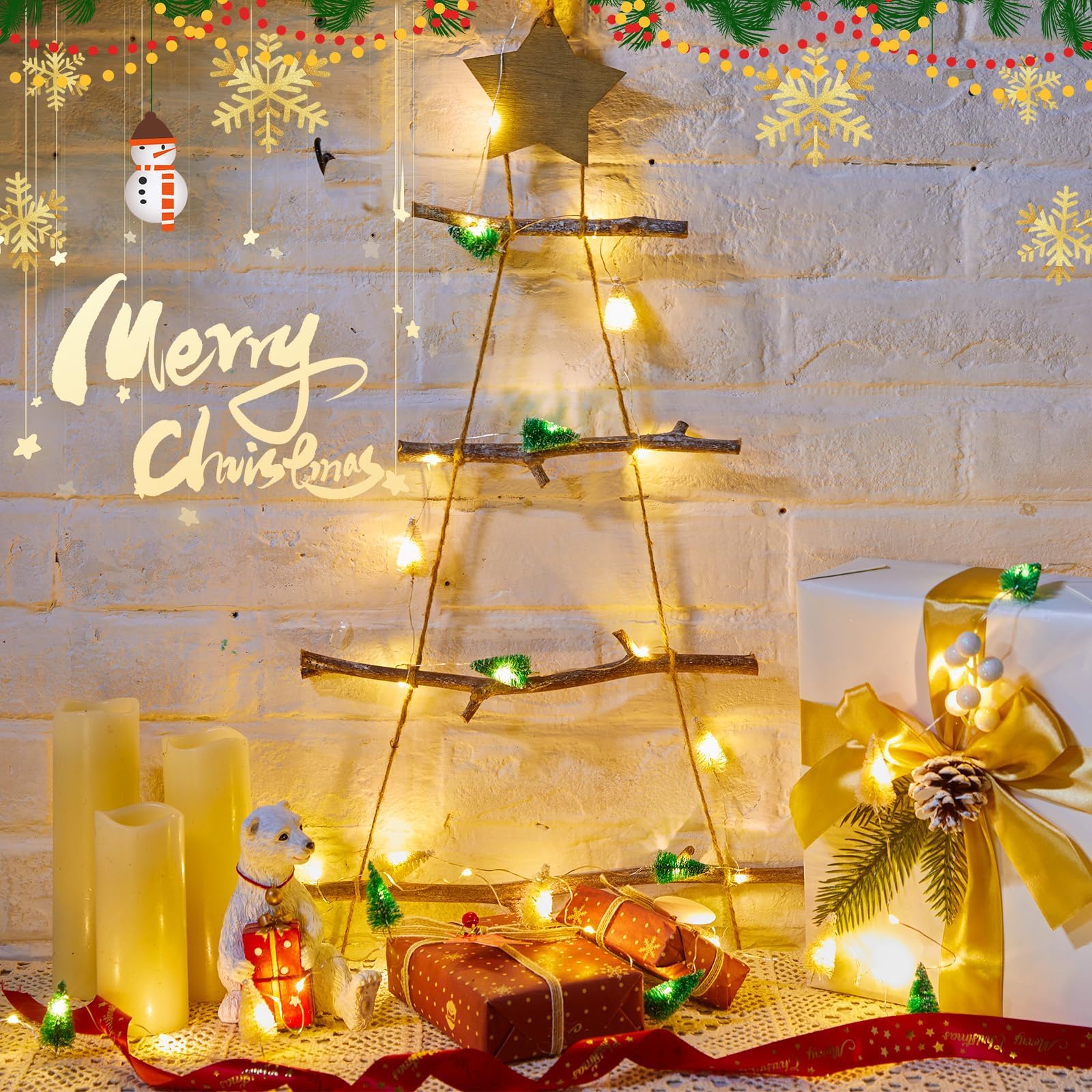 Brightown Fairy Lights Battery Operated With Christmas Tree, 6.5 Ft 20 Led String Lights With Timer, Warm White Fairy Lights For