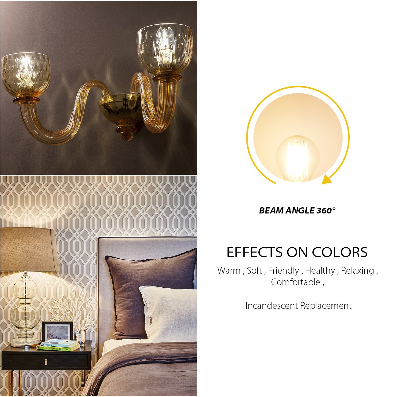 Lvwit G14 Led Filament Globe Bulb, Dimmable 2700K Warm White, E26 Screw Base, Glass, 6-Pack, Ul-Listed, 4W Transparent