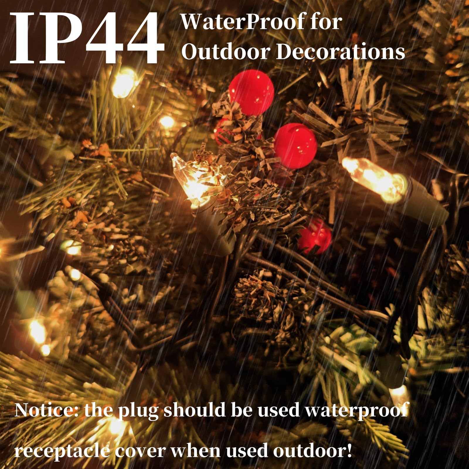 Wabarle Christmas Lights 100 Count Clear White Incandescent String Lights 21ft UL Certified Green Wire for Indoor/Outdoor Decor