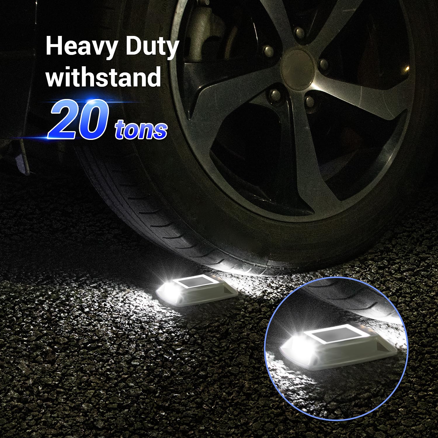 Etetale Solar Driveway Lights 16 Pack, Solar Powered Ip68 Waterproof Solar Dock Lights, 4 Led Driveway Markers Deck Lights For Dock, Pathway, Walkway, Sidewalk, Garden, Yard, Stair, Marine Use (White)