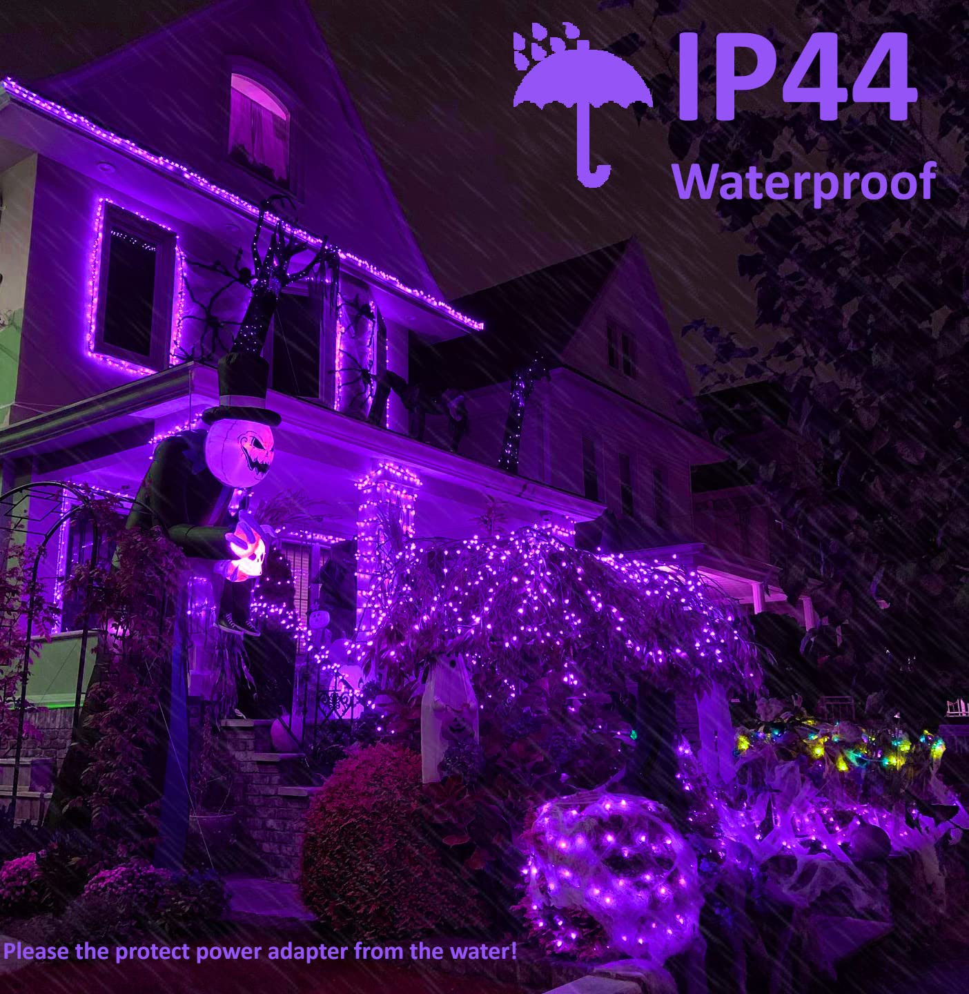 BrizLabs Purple Halloween String Lights, 240 LED, 78.74ft, 2 Pack, Waterproof, 8 Modes, Plug-in, Model GP-SW290DC0209-IP44