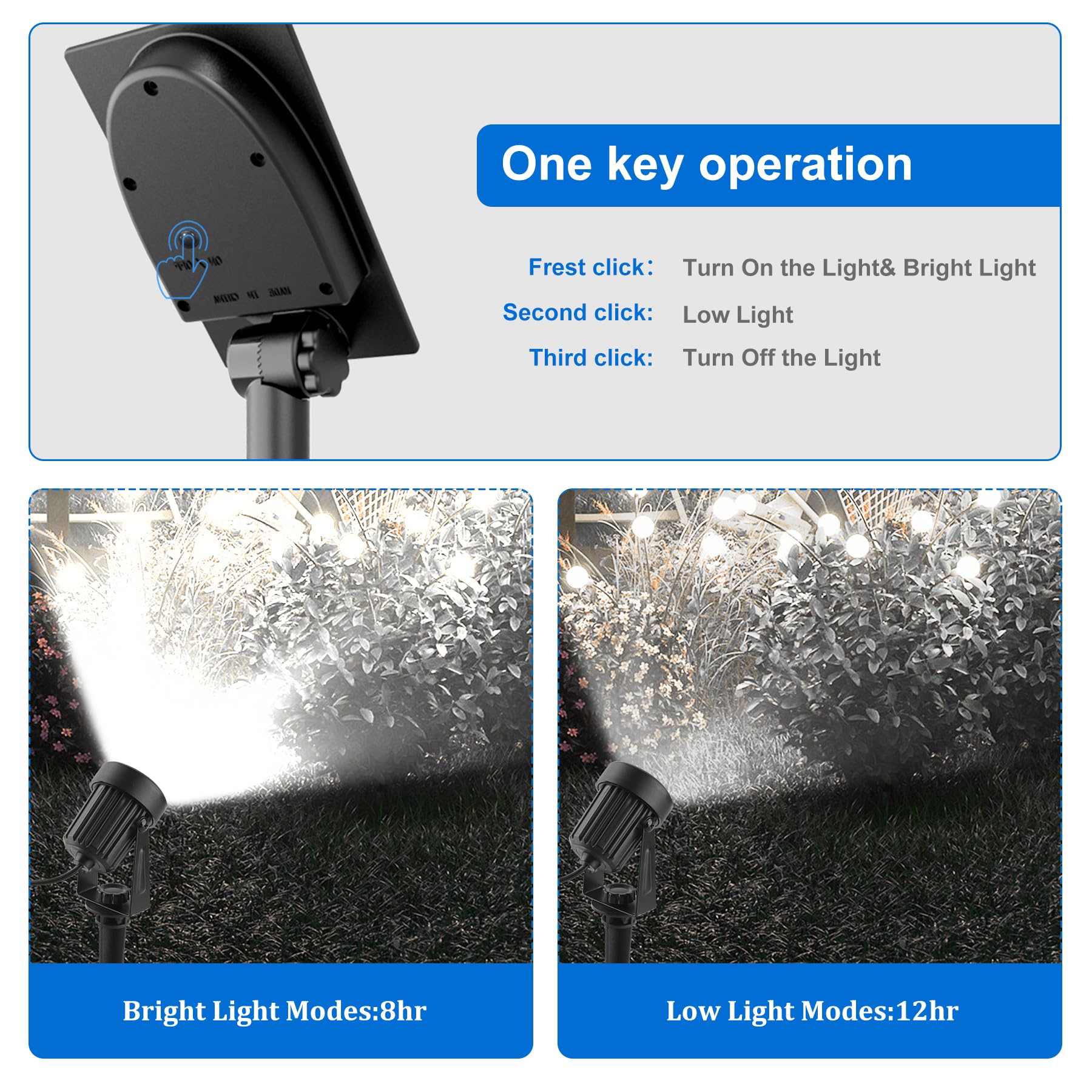 CREPOW Solar Spot Lights Outdoor, IP65 Waterproof, 6-in-1, Cold White, Model TS-S4201, Dusk to Dawn Uplights for Garden and Yard