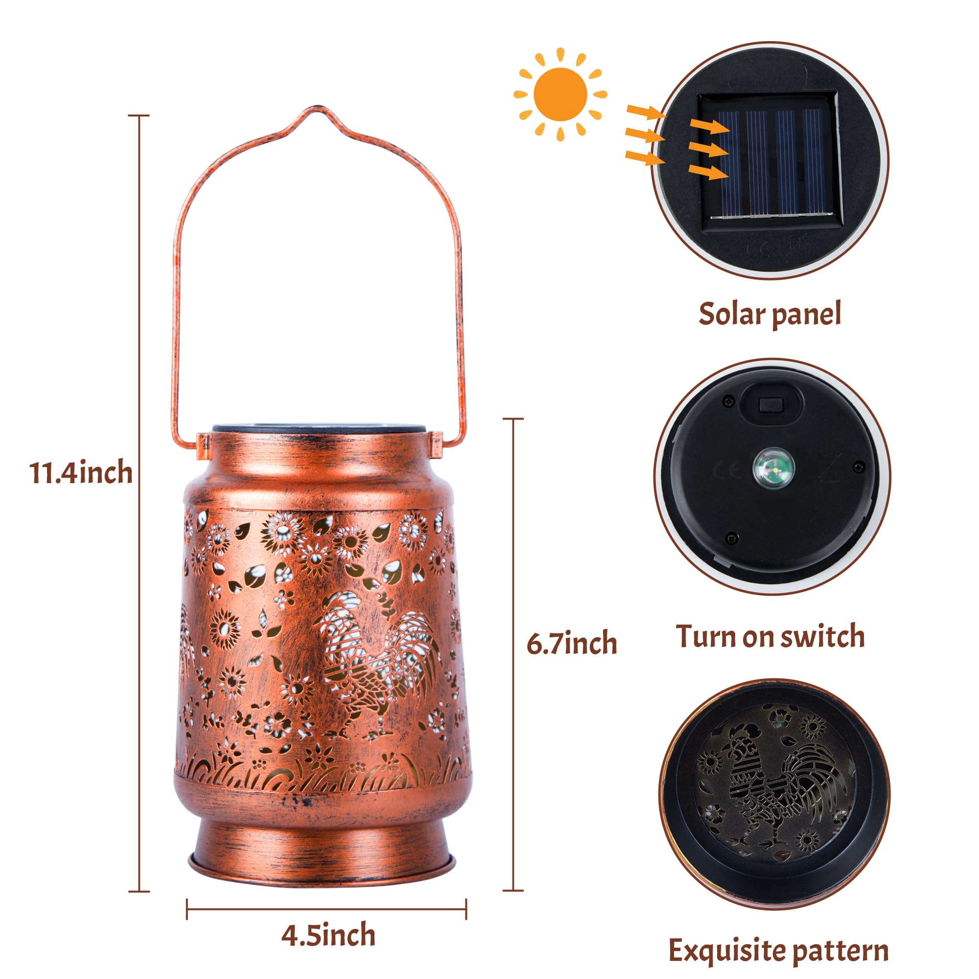 Chicken Solar Lanterns Outdoor Waterproof, Chicken Gifts For Women Mom Grandma, Hanging Solar Lights For Yard, Patio, Lawn, Path