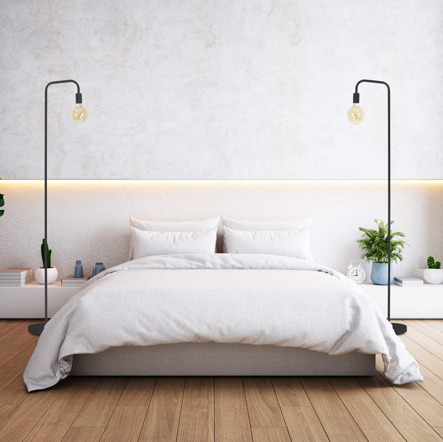 O'Bright Industrial Floor Lamp, 100% Metal, UL Certified E26 Socket, Minimalist Design, Black, Model OB-FL03L