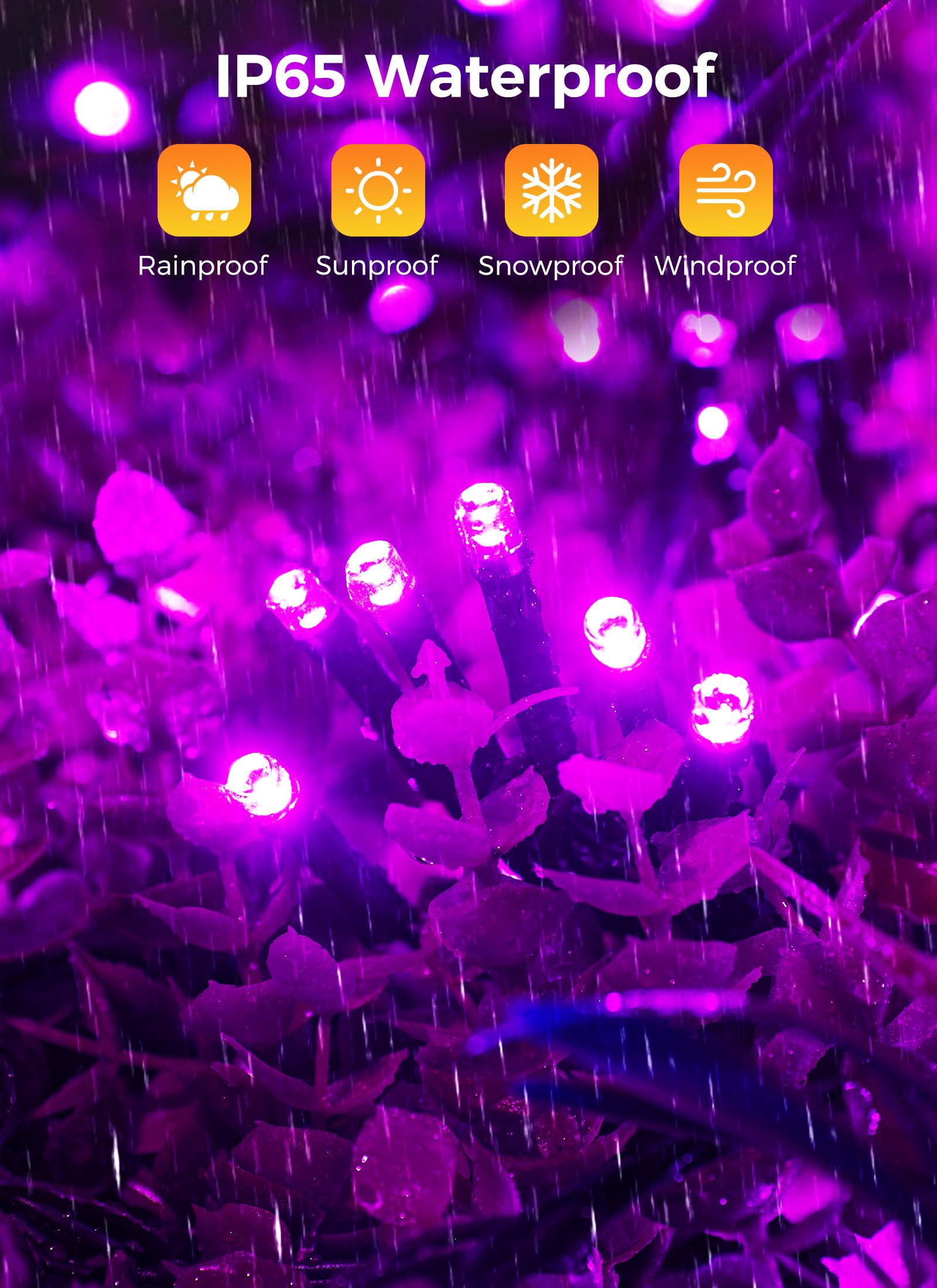 Brightown 2-Pack 400Led 170Ft Total Halloween Solar Outdoor Lights Ip65 Waterproof Solar Powered Lights With 8 Lighting Modes For Party Garden Yard Home Holiday Tree Decoration Lighting Purple