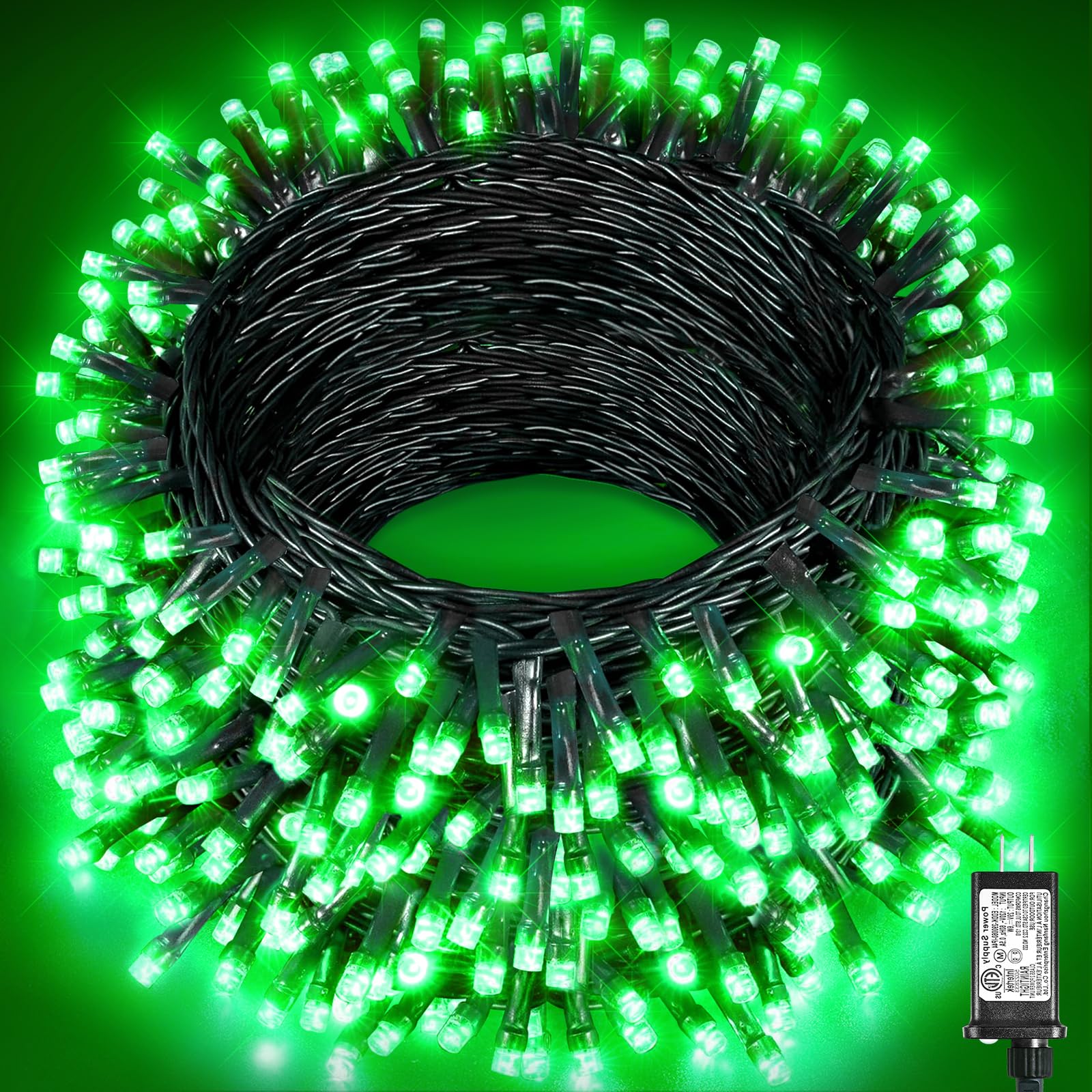 197Ft 600 Led Christmas Lights Outdoor  Plug In Christmas Tree Lights 8 Modes  Waterproof Green Wire String Twinkle Lights For Indoor Bedroom House Patio Garden Party Holiday Decorations  Green