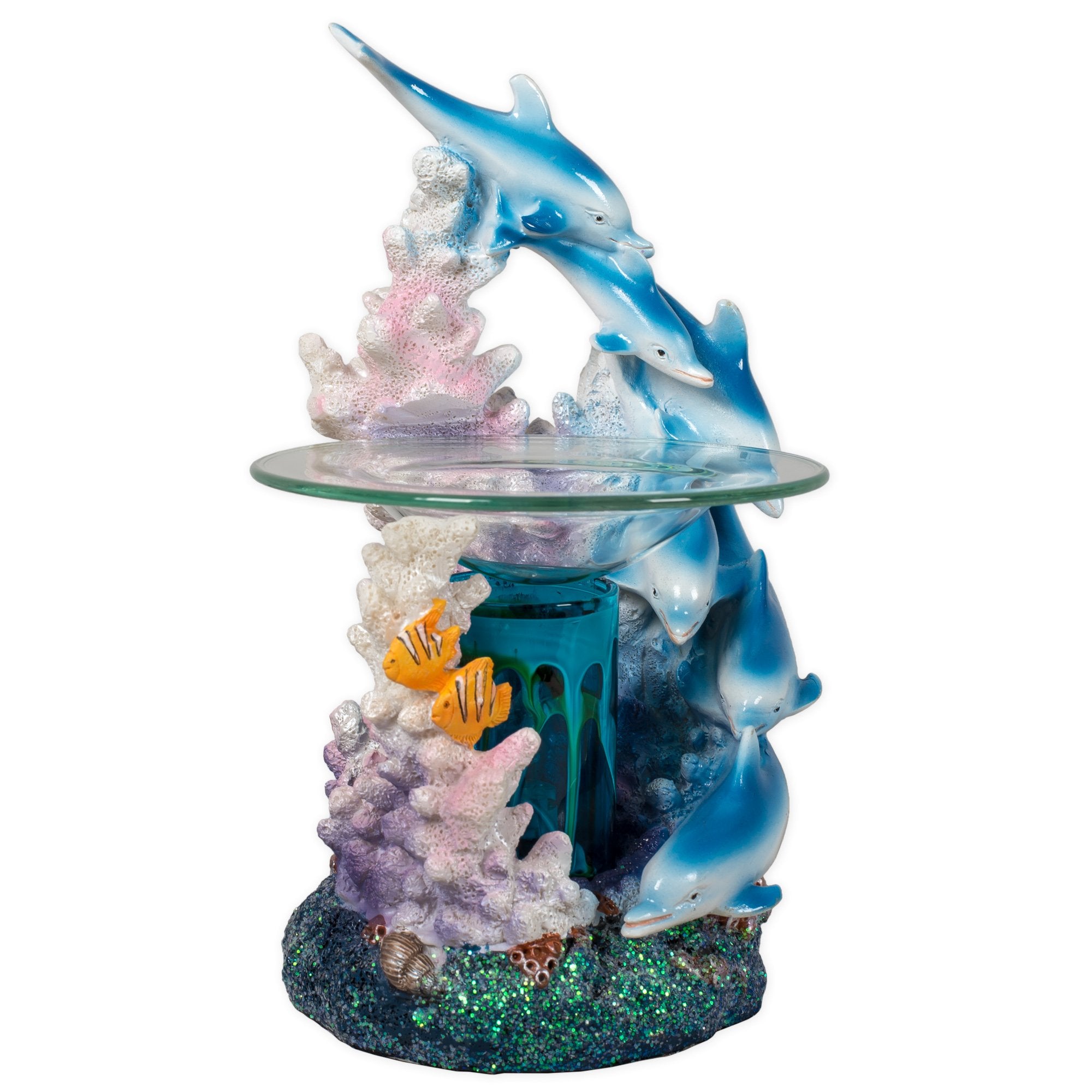 Electric Dolphin Polyresin Oil Warmer with Dimmer Switch - Dolphin and Coral Reef