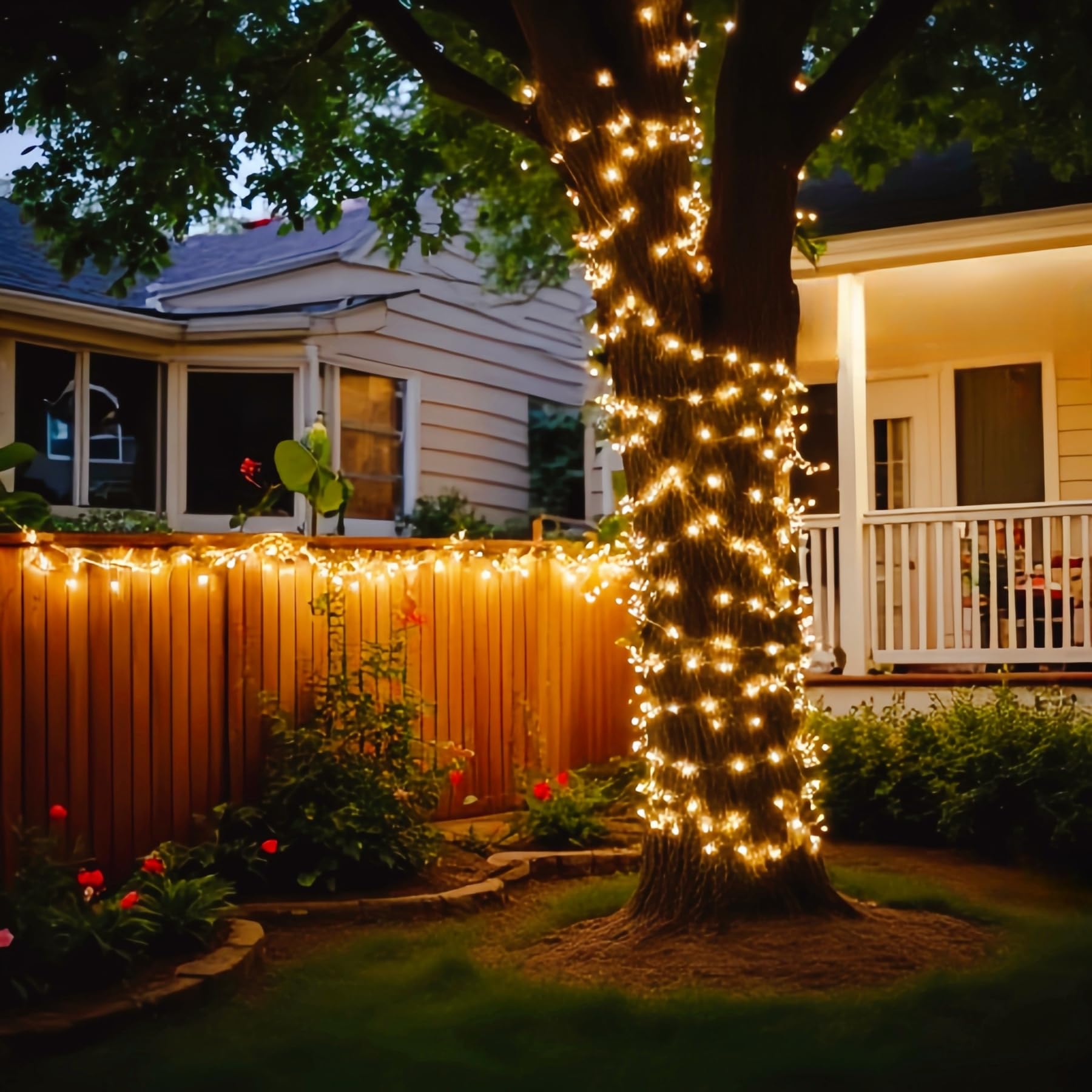Lucky Shine 150 Led Warm White Christmas Lights With 50 Ft Brown Wire, Ul Listed And Commercial Grade Decorative Lighting String