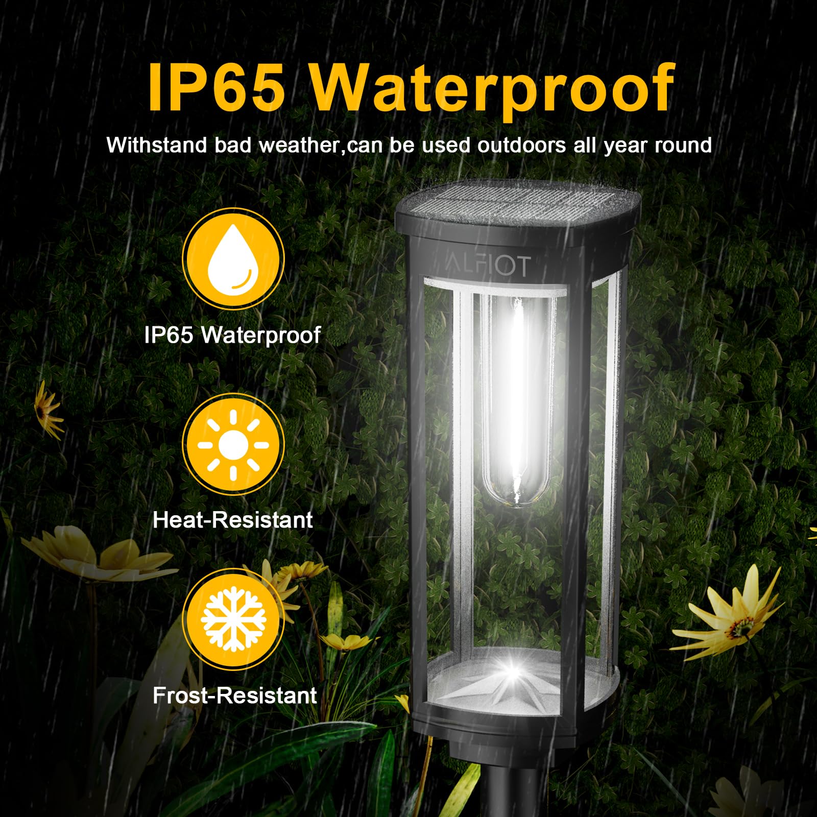 Alfiot Solar Pathway Lights Waterproof 8 Pack Upgraded Walkway Landscape Outdoor Driveway Auto On/Off Lights For Yard Lawn Patio