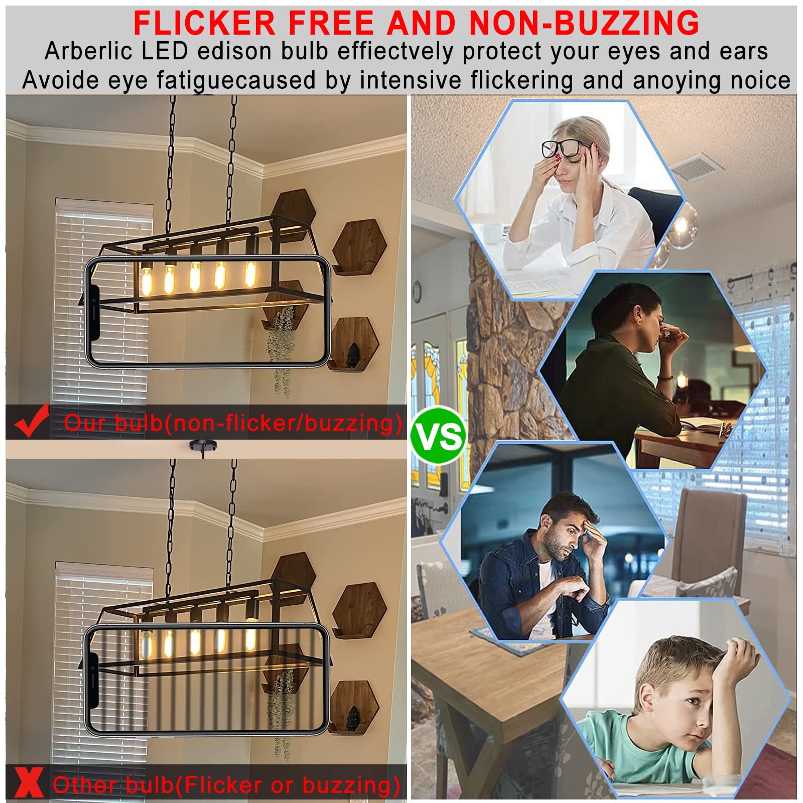 Arberlic 5 Inch T10 Led Bulb,6W Tubular Light Bulb Equivalent E26 Led Bulb 60 Watt Dimmable,Warm White 2700K,600Lm,Cri85+,Ac120V