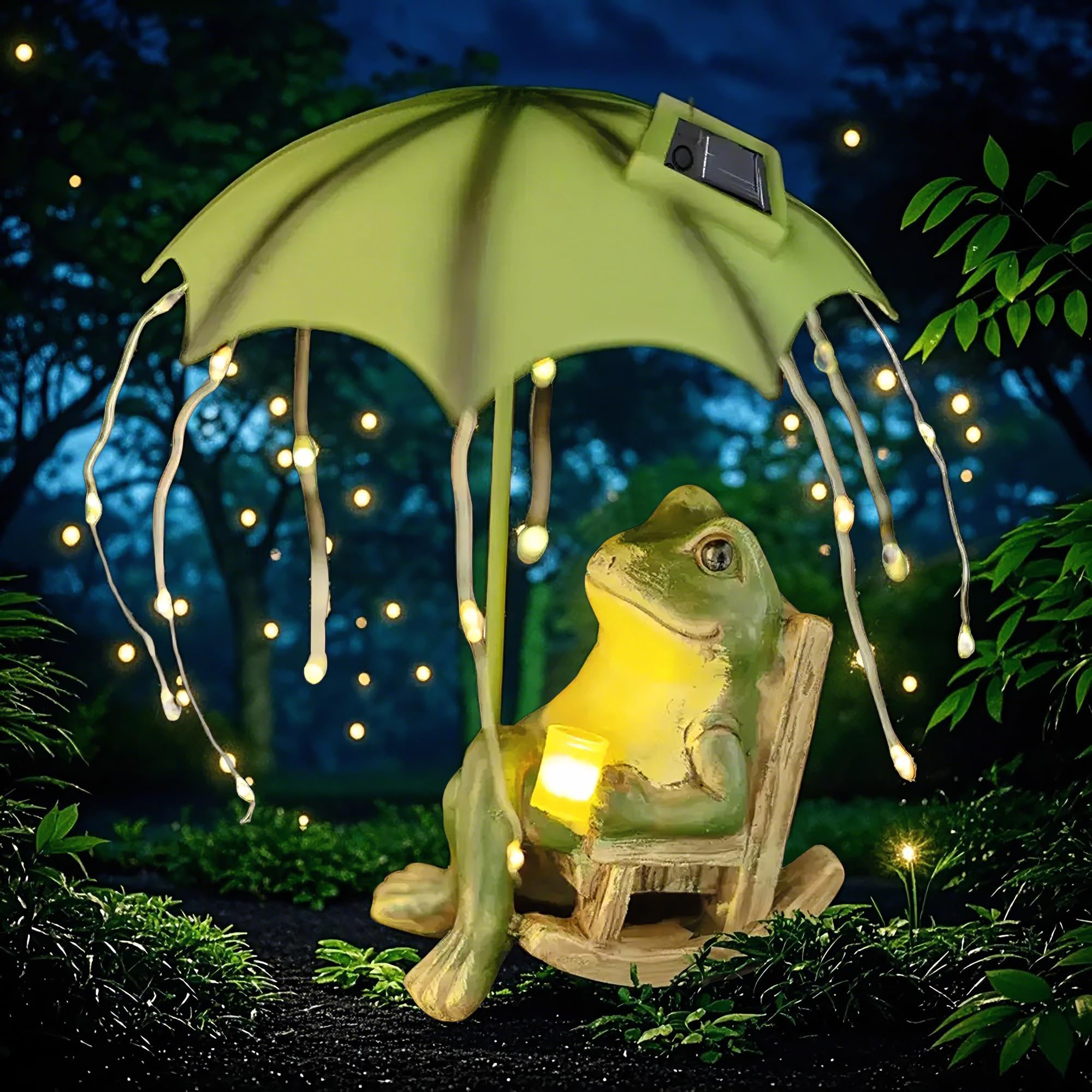 Yiilead Frog Garden Statue  Solar Garden Frog Decor  Fairytale Courtyard Accessories Outdoor Figurine Lights  Art Housewarming Gift For Patio Yard Lawn Ornament