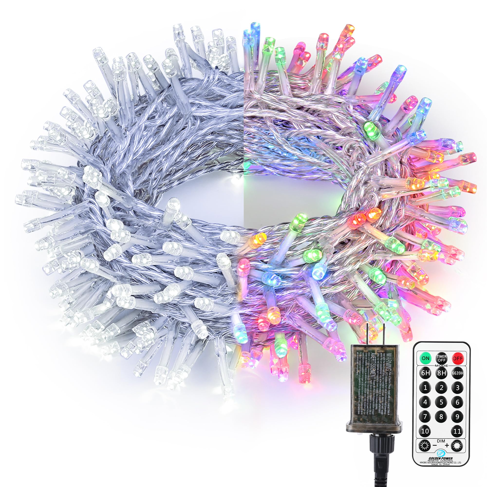 Brizled Color Changing Christmas Lights, 65.67ft 200 LED Dual Color Christmas Tree Lights with Remote, Cool White & Multicolor 11 Function Xmas String Lights Indoor Outdoor for Xmas Party Home Wedding