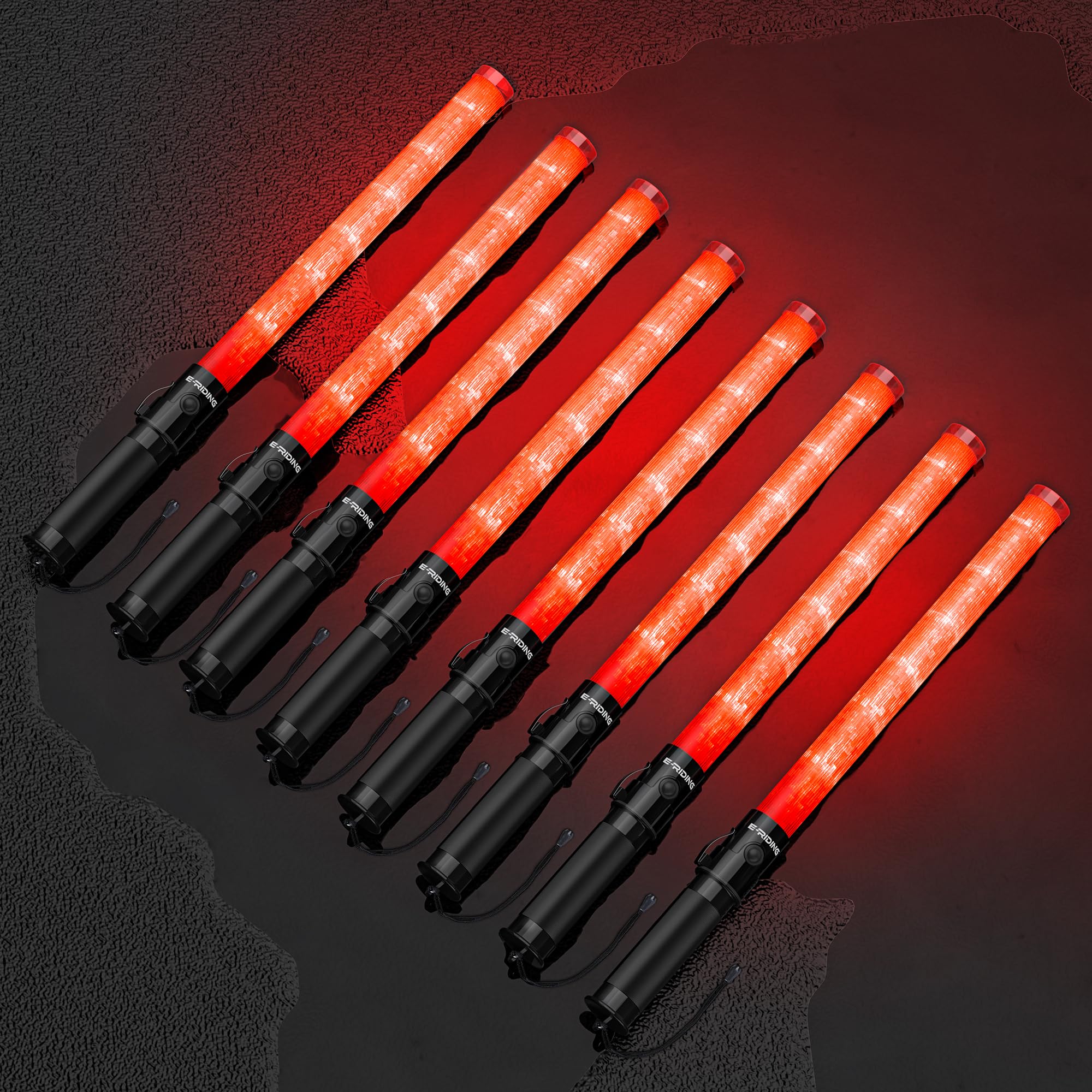 E-riding 8 Pack 21-inch Safety Air Traffic Control Wand, Signal Traffic Safety Baton Led Light with 3 Flashing Modes for Parking