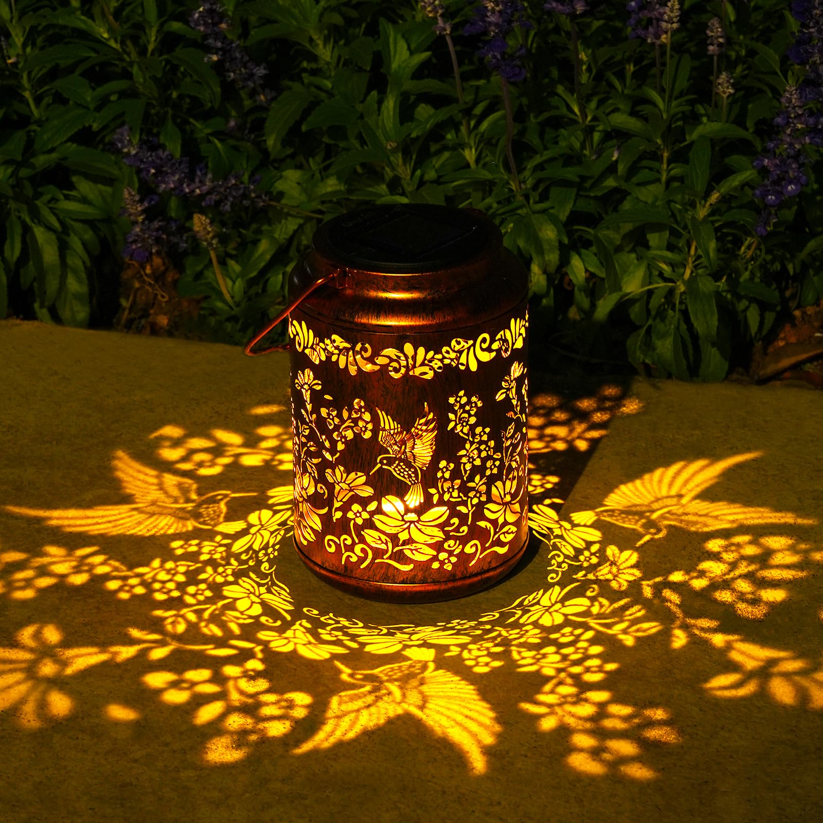 Solar Lanterns Outdoor Waterproof Solar Garden Lights Hummingbird Gifts For Women Mom Grandma 50Lm Led Metal Hanging Lanterns Wi
