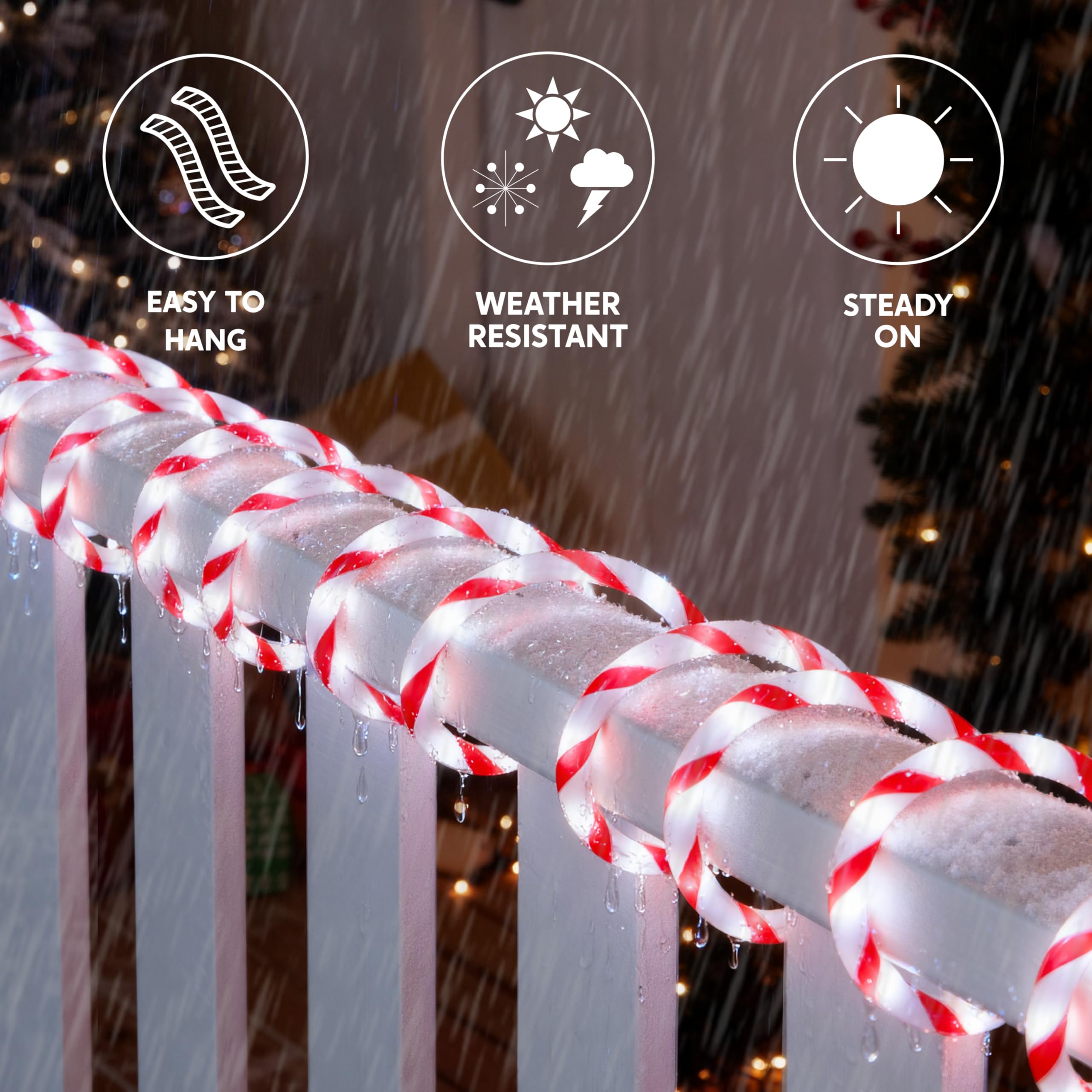 Joiedomi LED Candy Cane Rope Lights, 40FT Waterproof Christmas Decor, Red & Cool White, Model GVL-13-360/10F