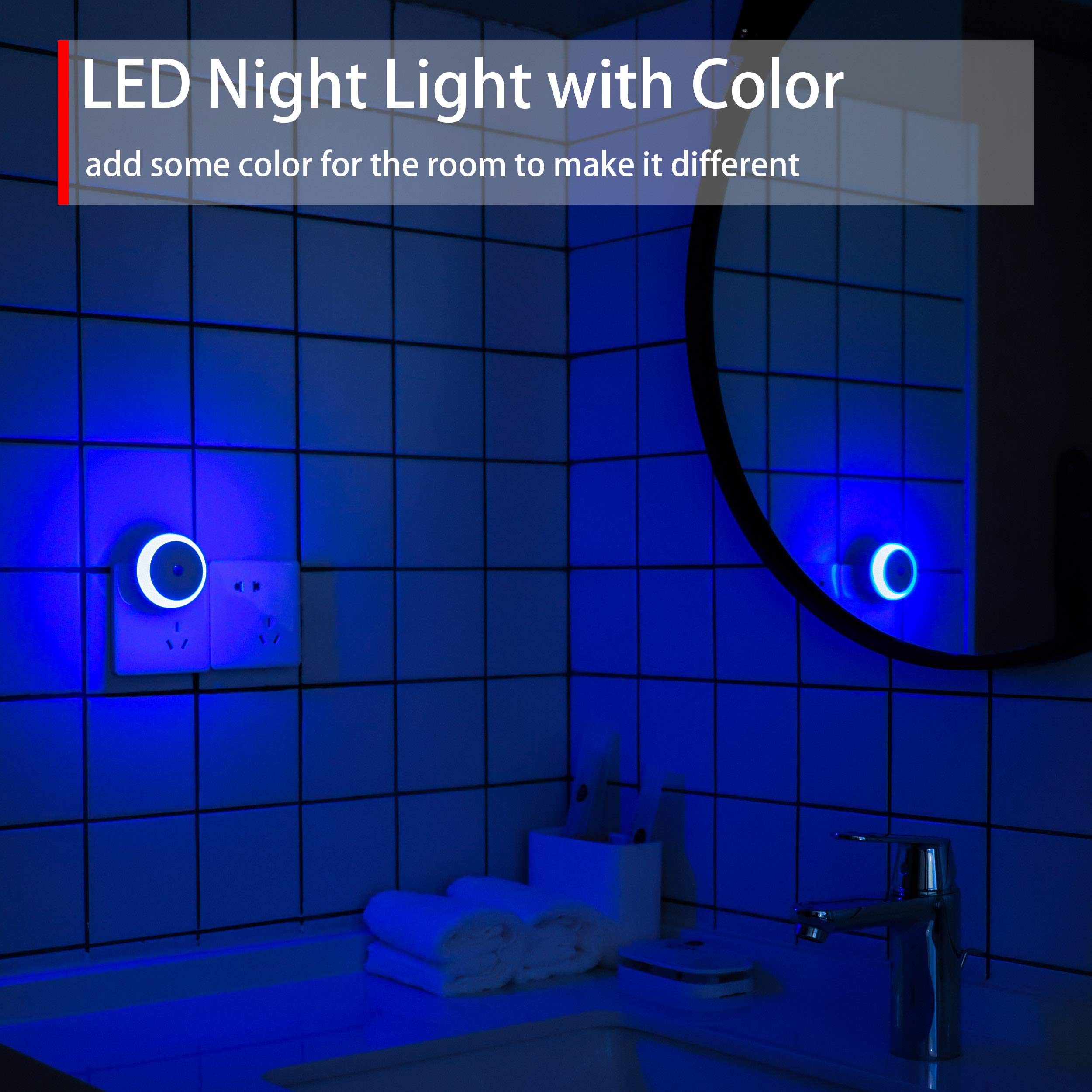 myCozyLite Blue Night Light Plug-in with Dusk to Dawn Sensor, Energy Efficient, 2 Pack, Model M1801