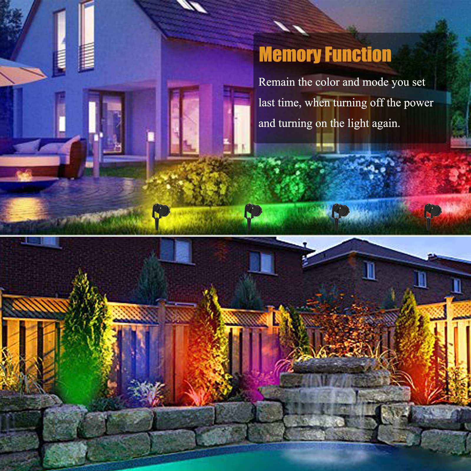 AHSELLUS RGB Low Voltage Landscape Lights 5W DC12V Waterproof Spotlight for Garden Pathway, Multi-Colored, Model f05f4d6c-e952