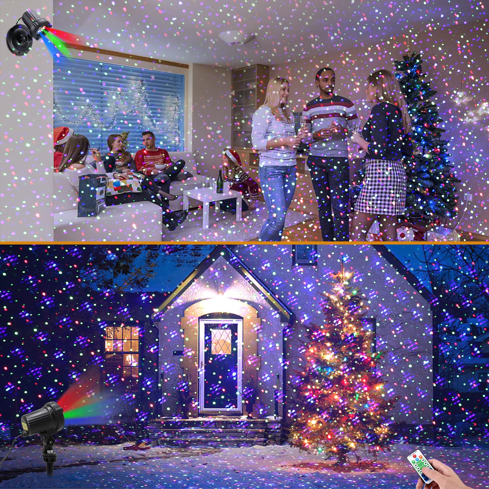 Mhazdze Christmas Laser Lights Projector - Rgb Waterproof Outdoor Garden Decor