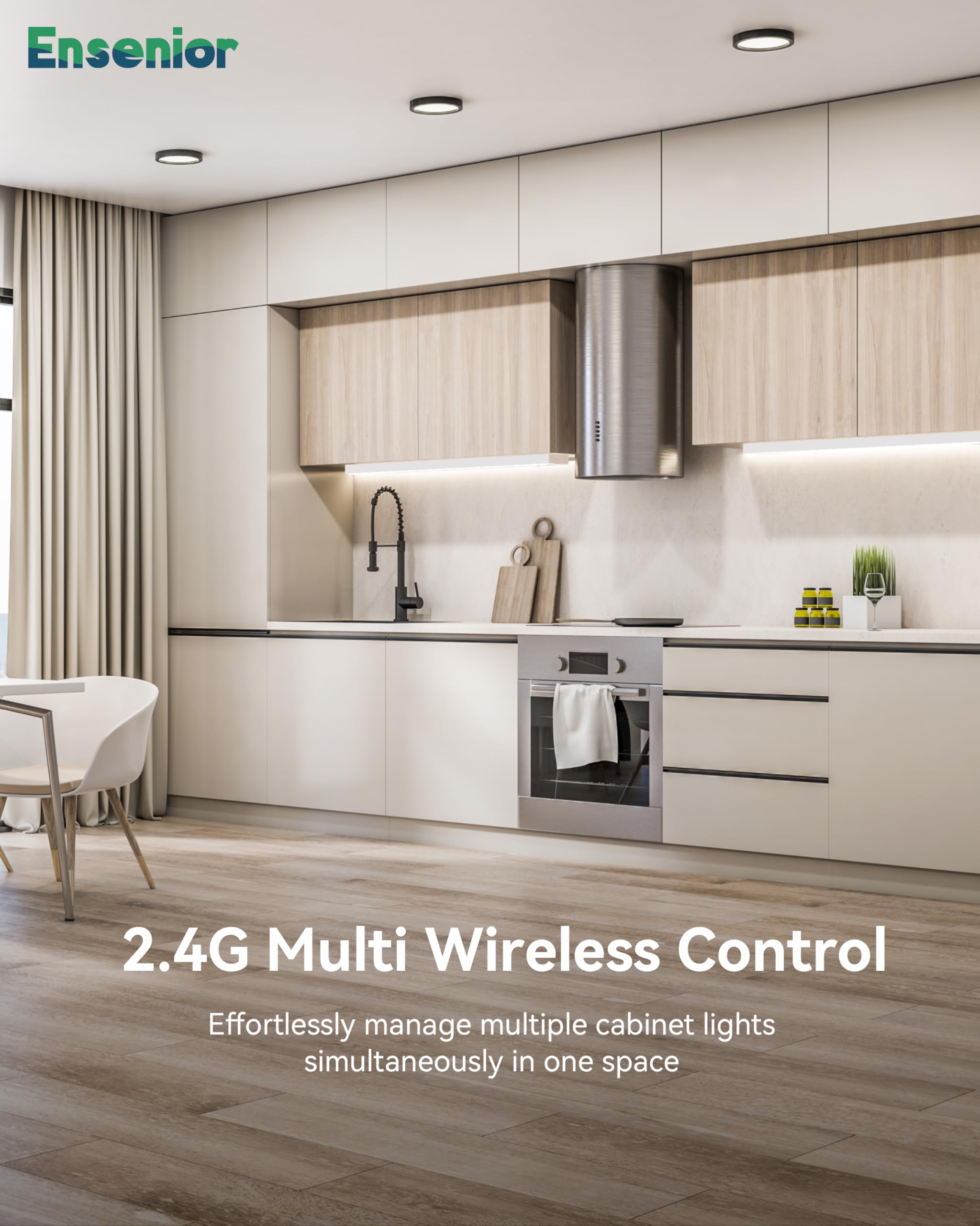 Ensenior 32 Inch LED Under Cabinet Lighting, Dimmable, 2.4G Wireless Control, Aluminum, 120V, 18W, 1100LM, Hardwired/