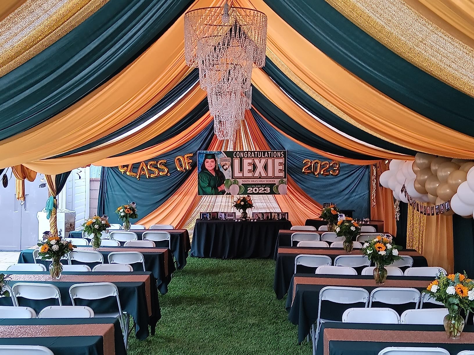 Flavorthings 4-Tier Iridescent Faux Crystal Chandelier - 24&quot; Wide, 3 Ft Long For Weddings & Events