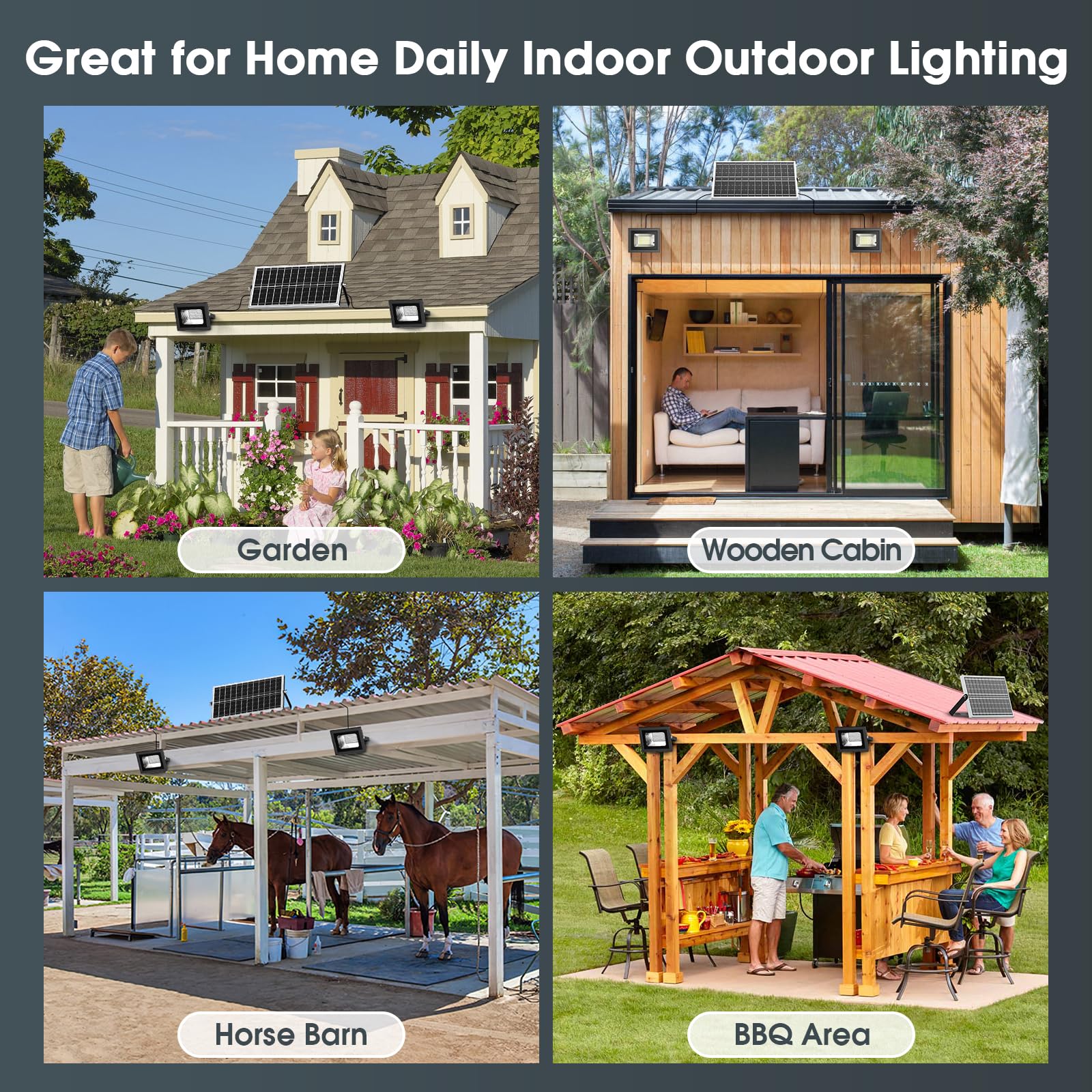 Malitupy Solar Flood Lights Indoor Outdoor(2 Pack),Aluminum Durable 6000K Waterproof Solar Shed Lights With On/Off Switch & Remo