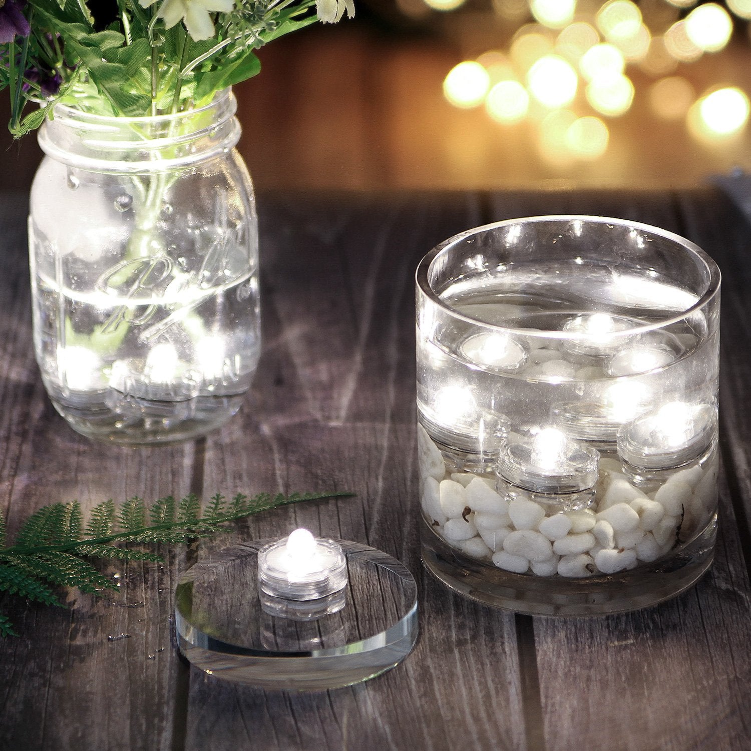 AGPTEK LED Submersible Waterproof Tea Vase Light Candles, Cool White, Model HL40A12, Size B