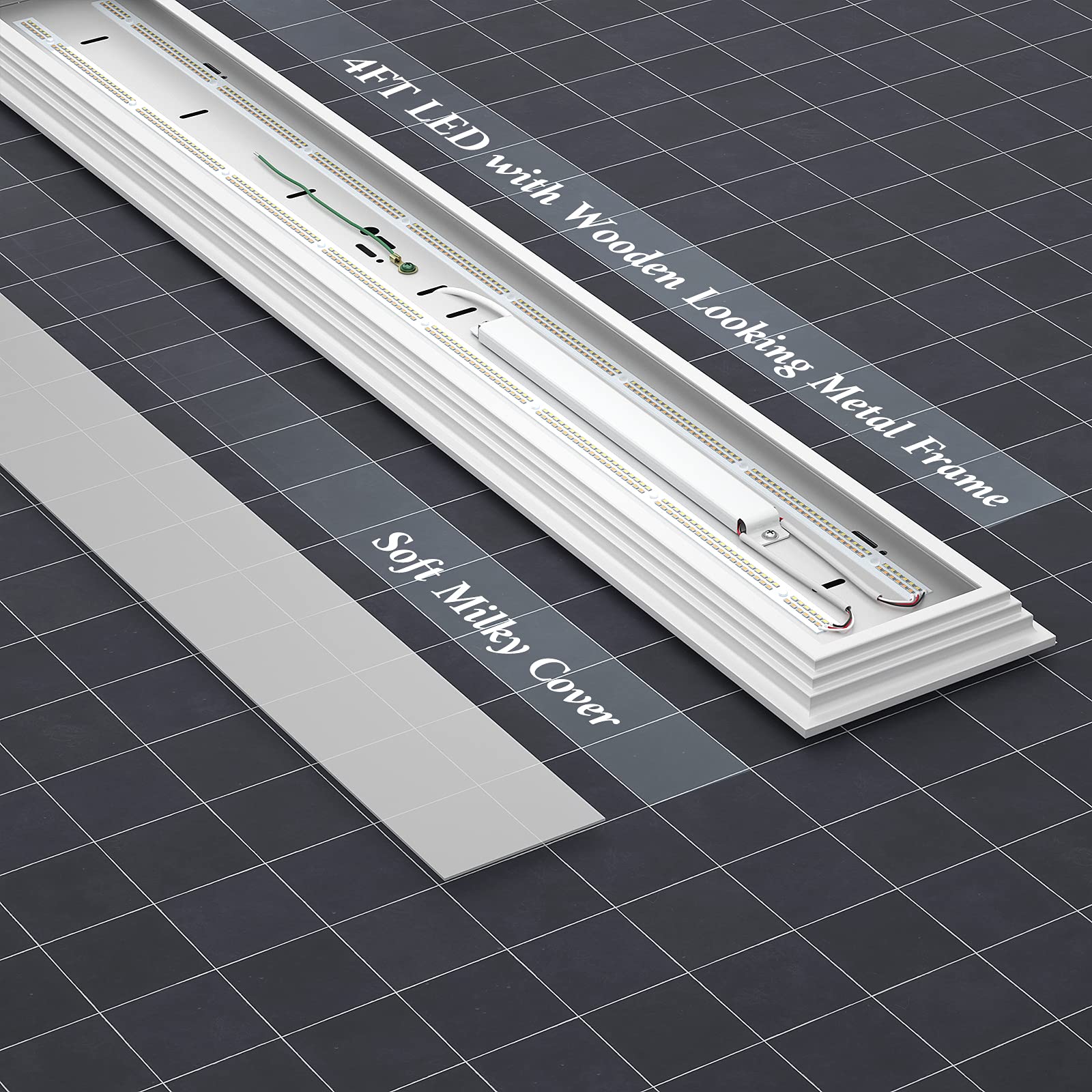 Faithsail Dimmable 4Ft Led Wraparound Light  Selectable 3 Color Temperature 3000K/4000K/5000K Cct 50W 5500Lm 4 Foot Kitchen Led Light Fixture  Flush Mount 48 Inch Ceiling Lighting Fixture  4 Pack