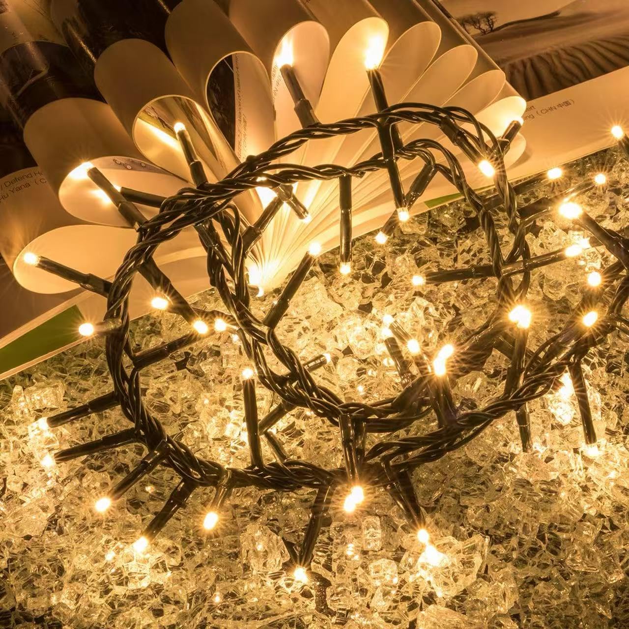 Ogrmar 49 Ft 500 Led Christmas Cluster Lights 8 Modes Christmas String Lights With Timer Function & Connectable For Xmas Home Garden Wedding Party Xmas Tree Indoor Outdoor Decor (500  Warm White)