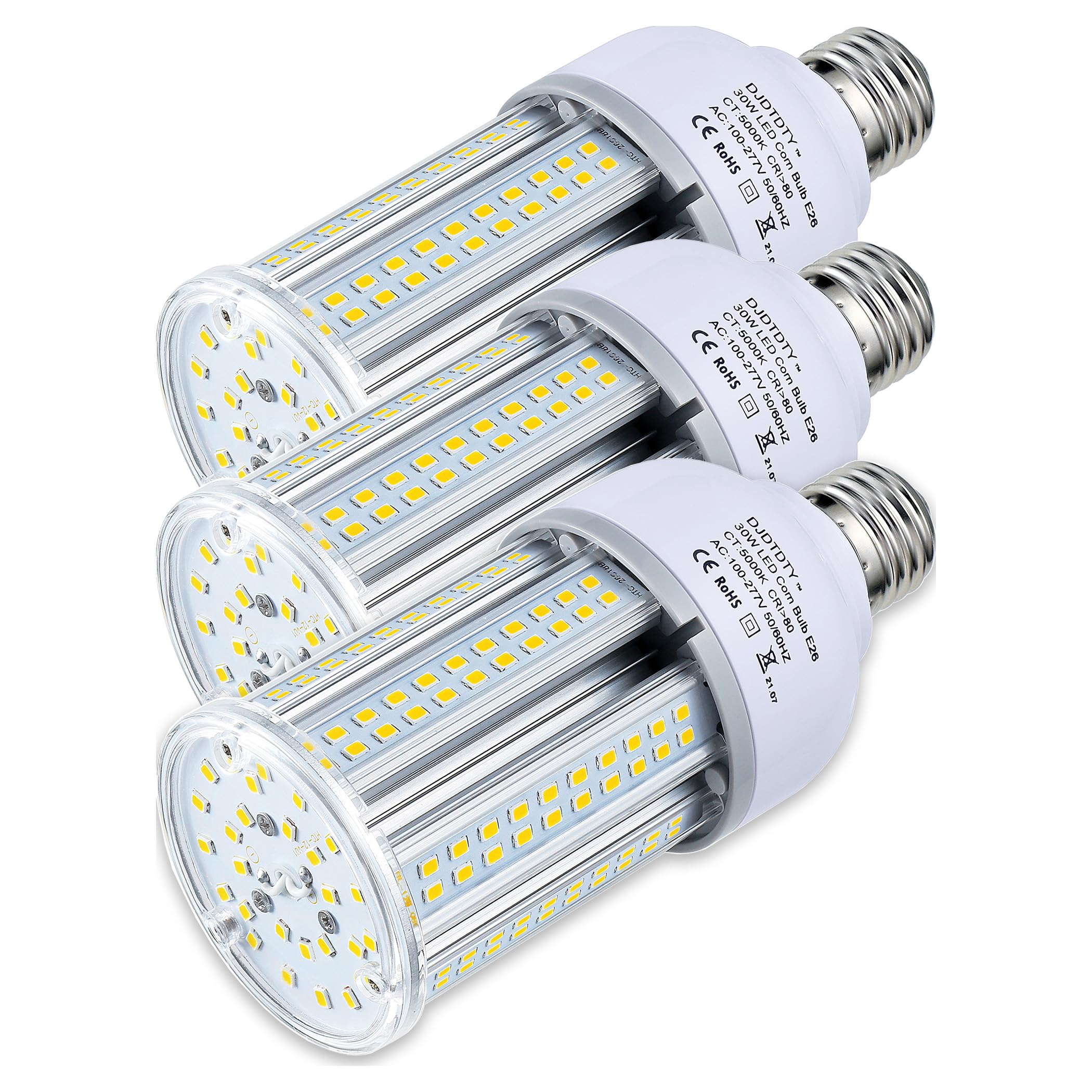 Jurdxled 400W Equivalent Led Corn Light Bulb 5000 Lumen 5000K 30W Large Area Cool Daylight White E26/E27 Medium Base For Outdoor