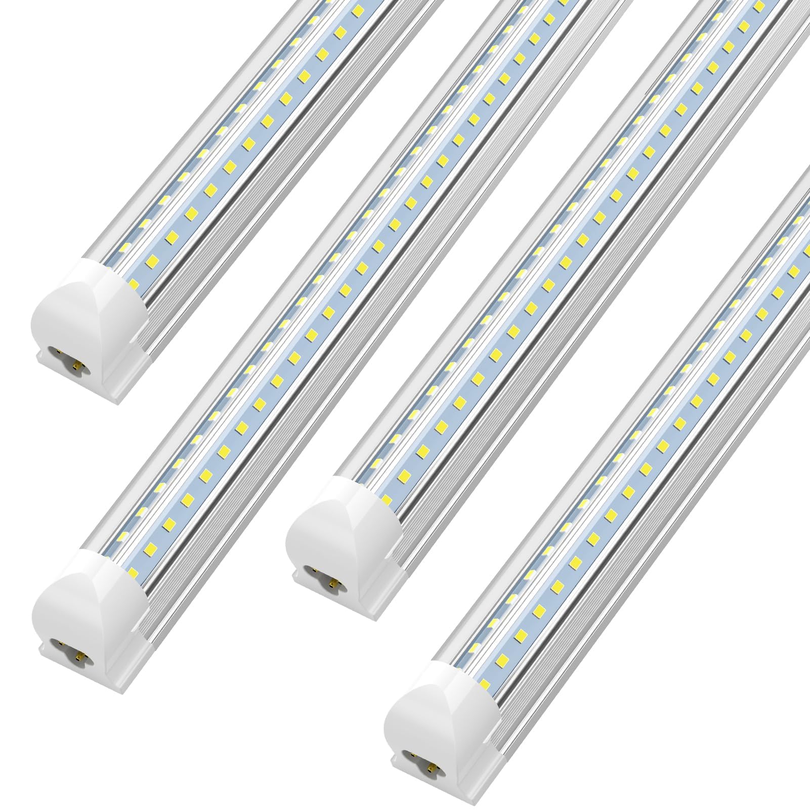 SHOPLED 8FT 72W 9360LM 6000K Cool White High Output Linkable T8 Tube Fixtures, V-Shaped, 8 Foot Lights for Garage, Warehouse, 4