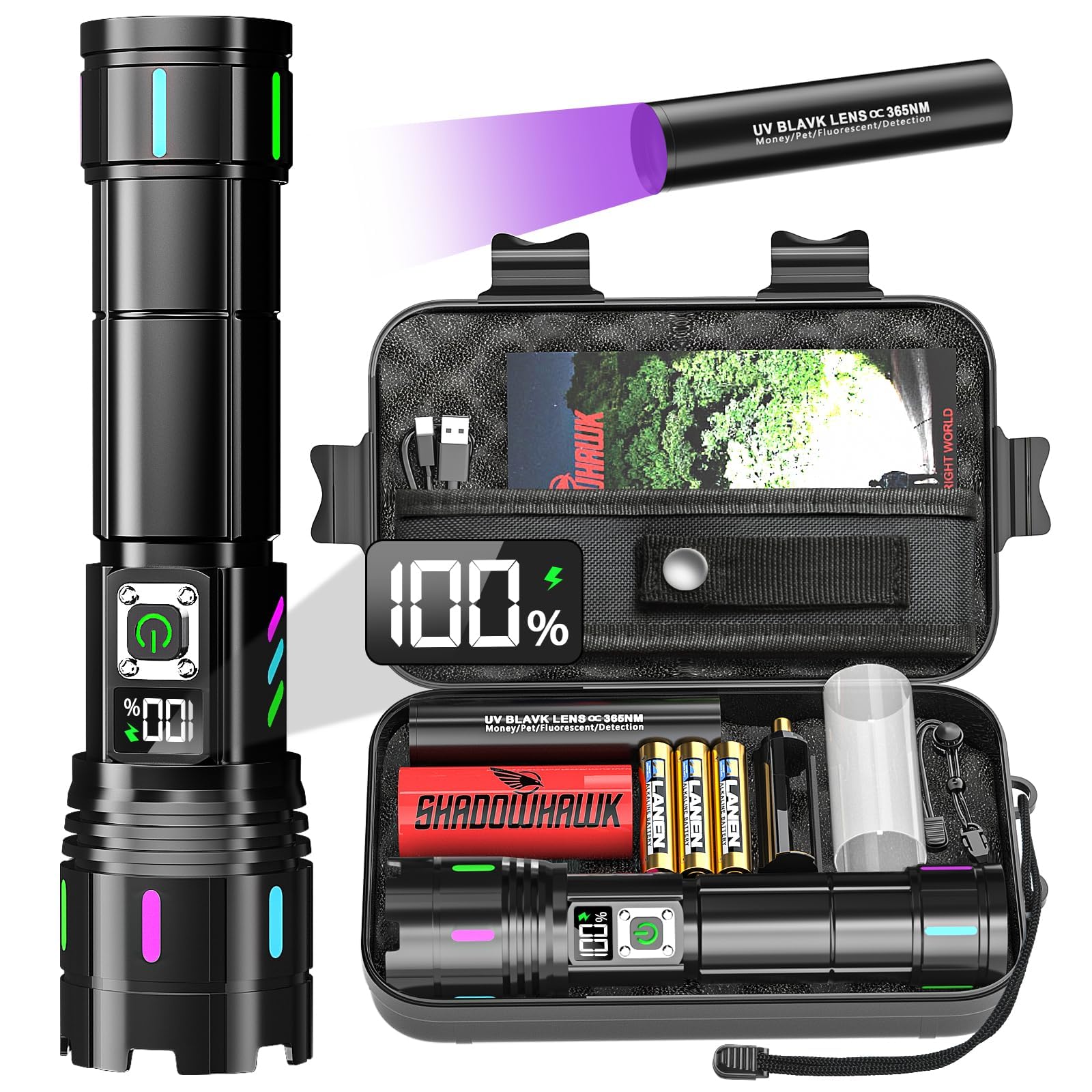 Flashlight 2000 High Lumens Rechargeable - 30W Super Bright Led Flash Light With Lcd Display | 3937Ft Beam & 12H Long Lasting Us