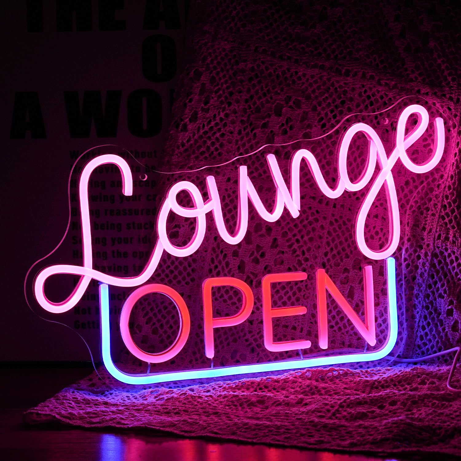 GNVETZLL Dimmable Neon Sign LED Lounge Light for Wall Decor, Acrylic, 16.7inx10.4in, Pink Red Blue